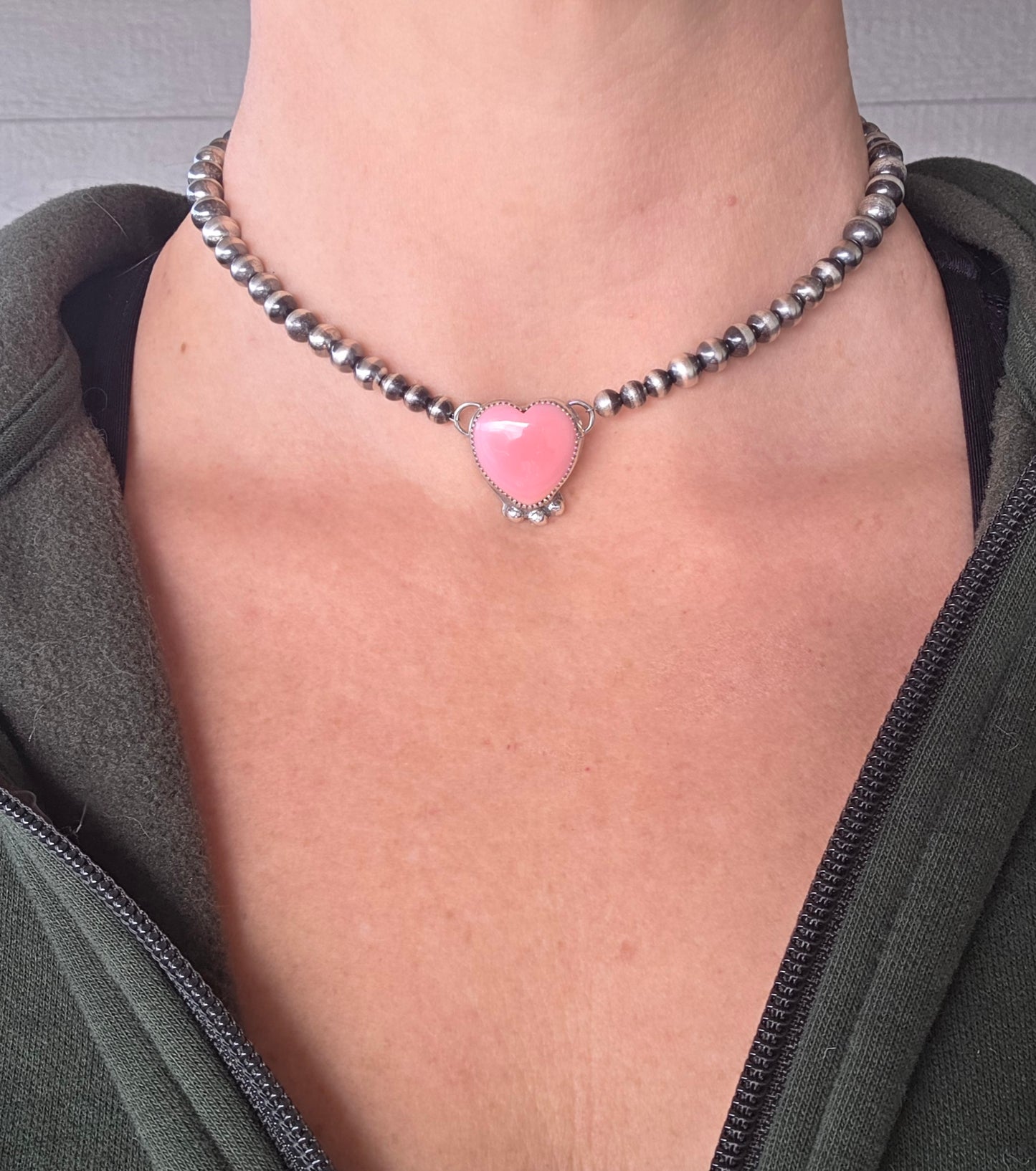 Heart Pink Conch • Sterling Silver Navajo Style Pearl
