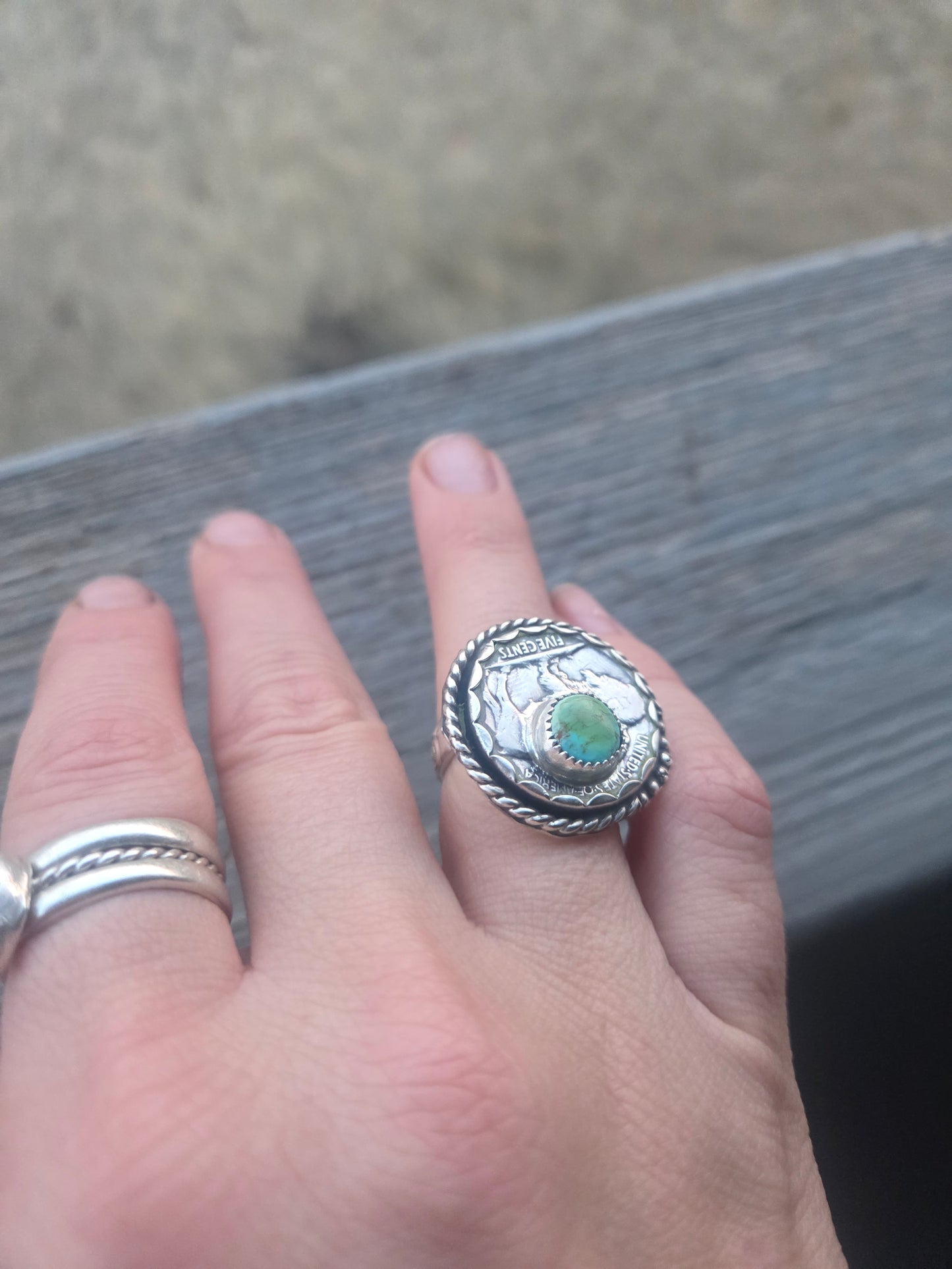 Buffalo Coin and Sonoran Rurquoise Ring