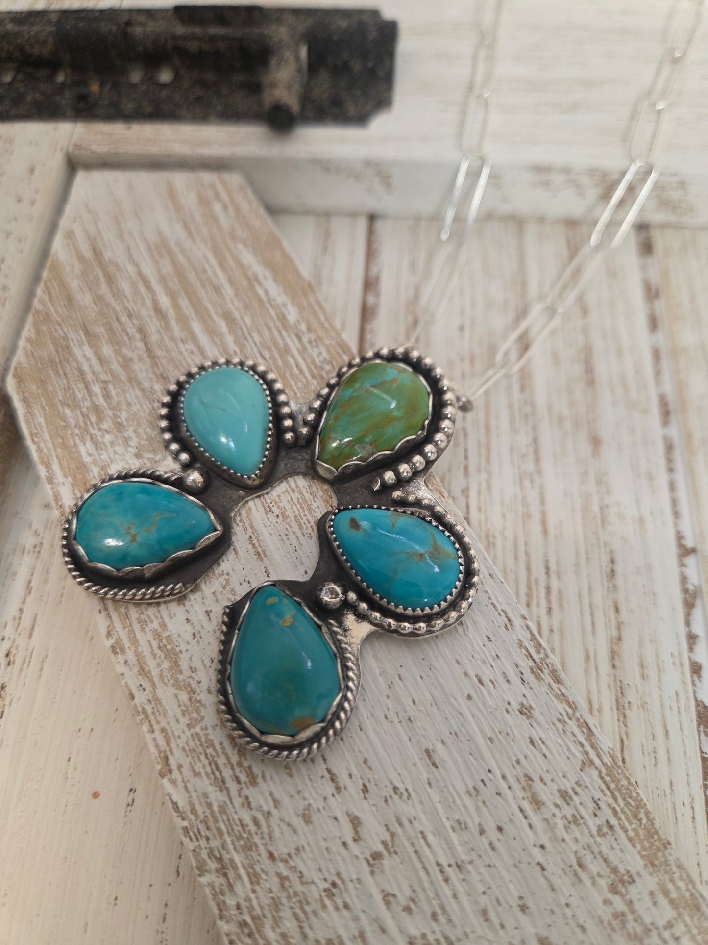 Chilean Turquoise. 18 inches-adjustable chain