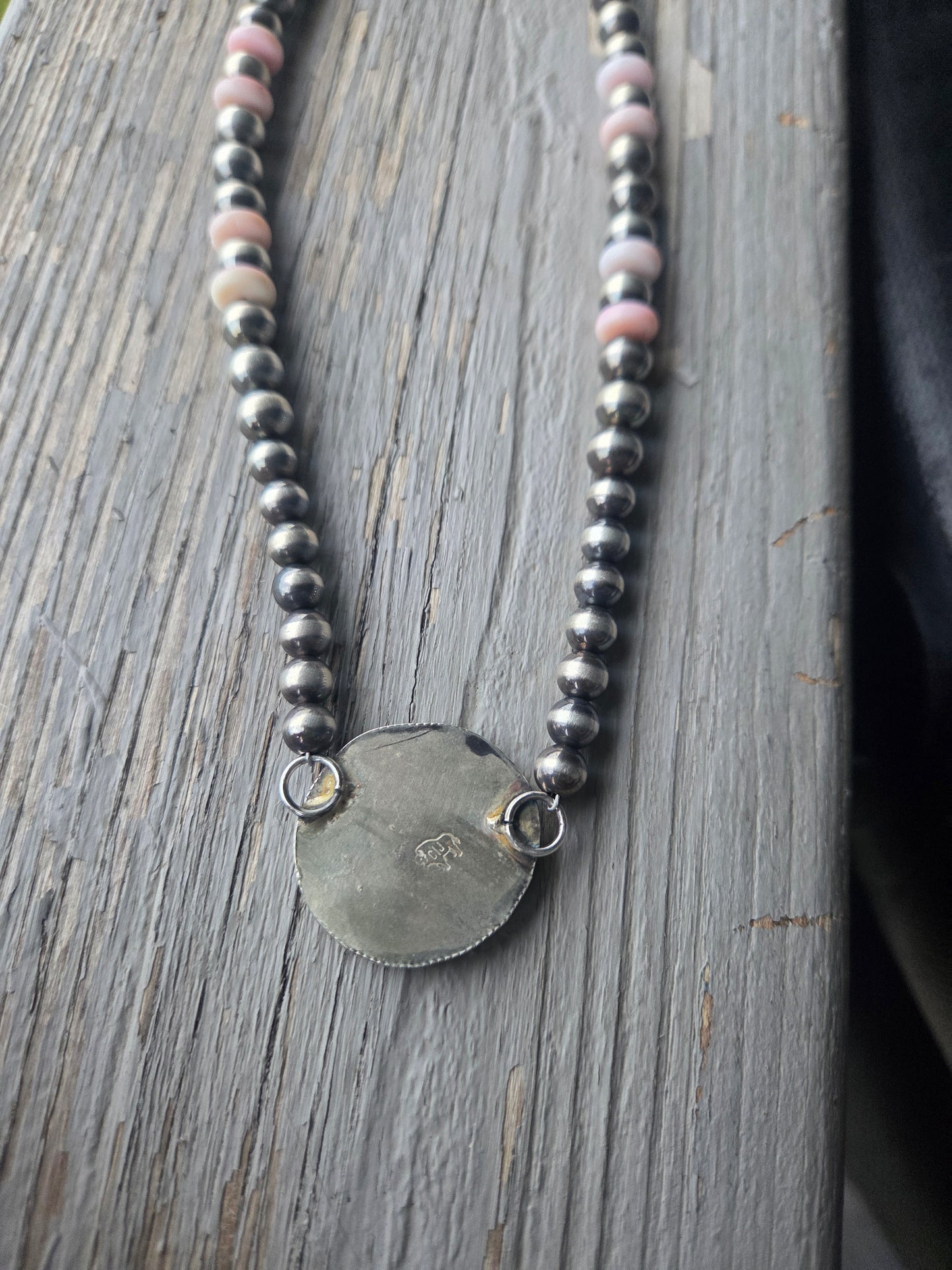 Buffalo Coin • Pink Conch • Sterling Silver Navajo Style Pearl