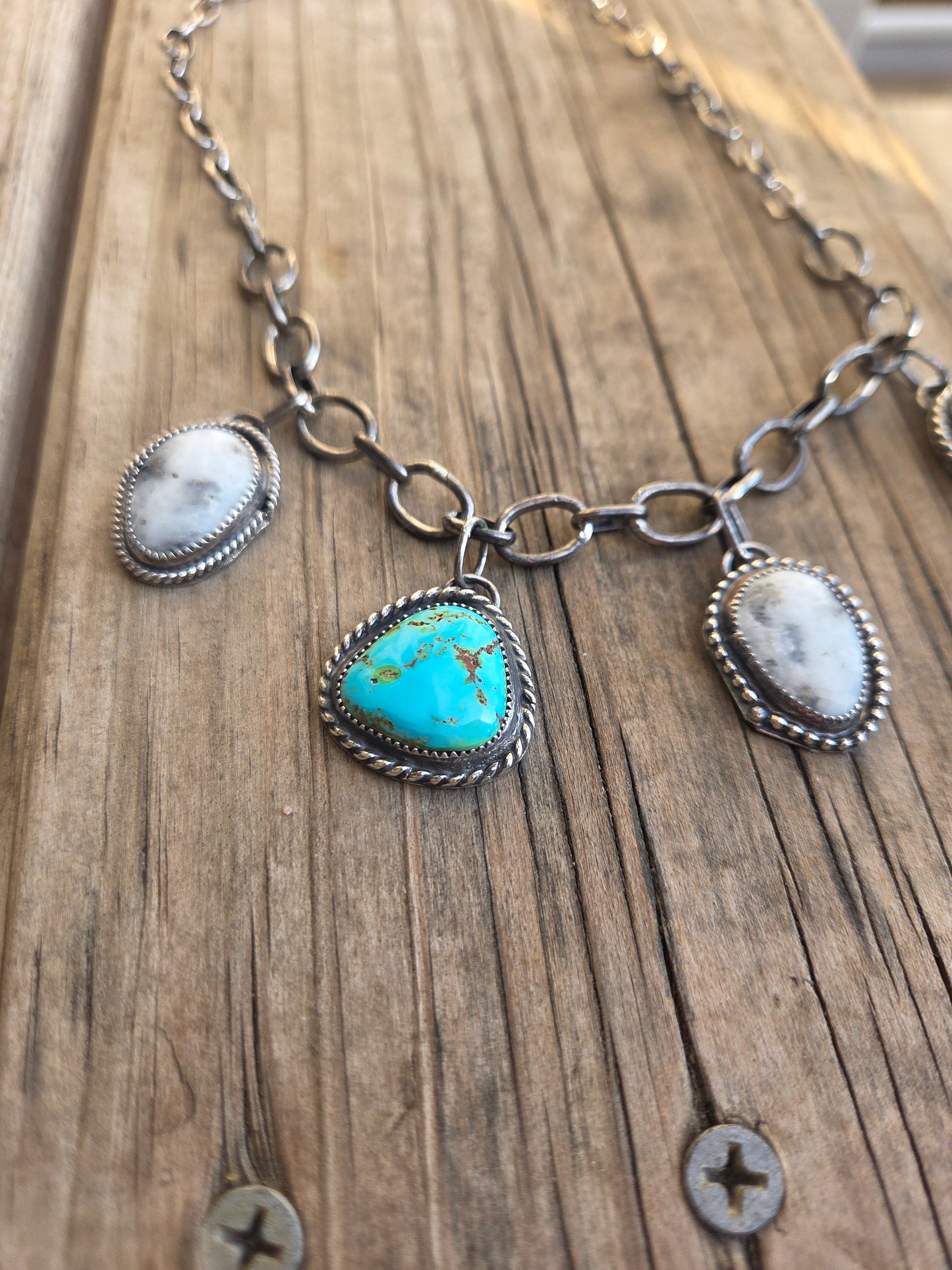 Sonoran & White Buffalo Charm Choker • Adjustable up to 15.5 inches