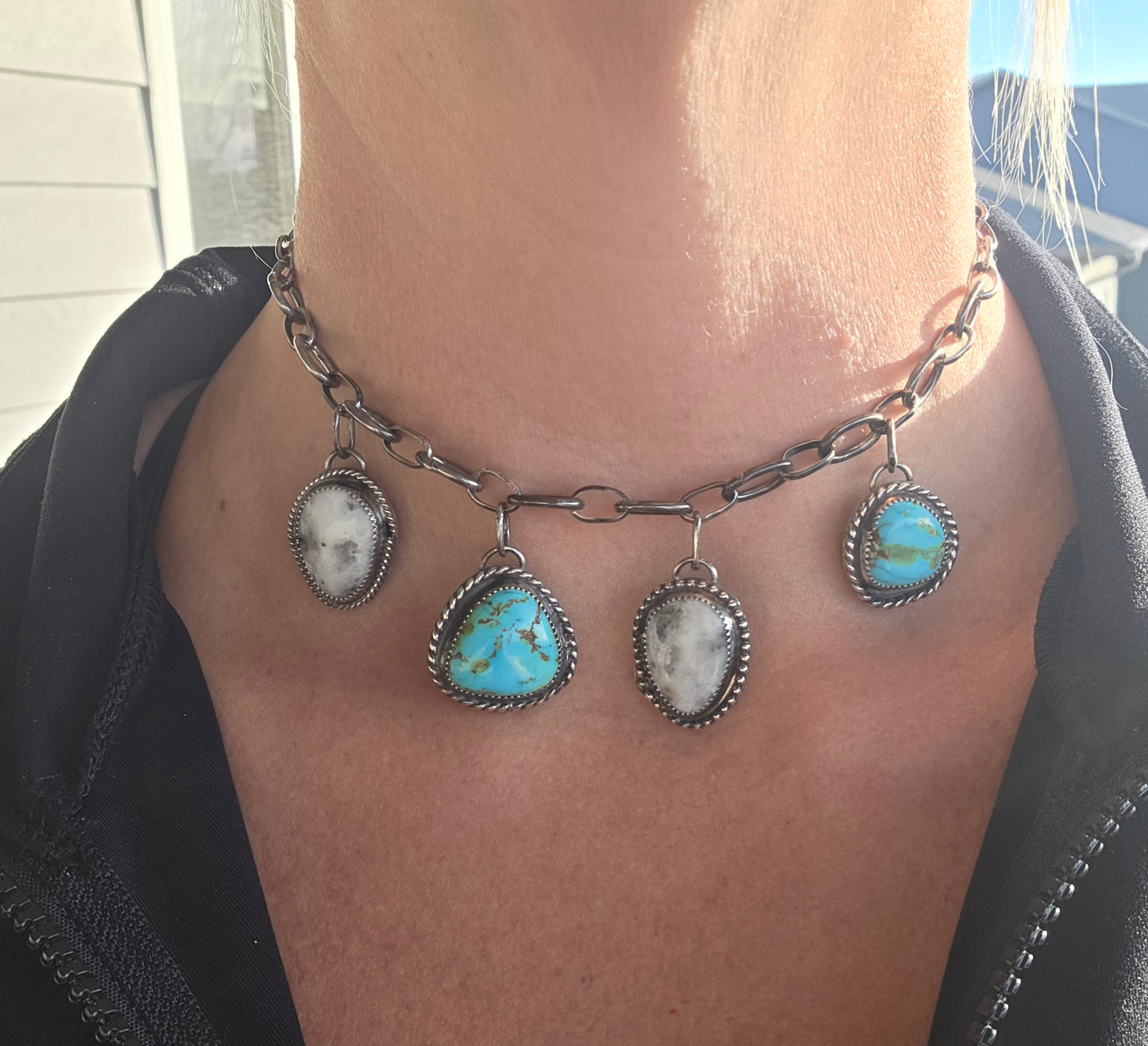 Sonoran & White Buffalo Charm Choker • Adjustable up to 15.5 inches