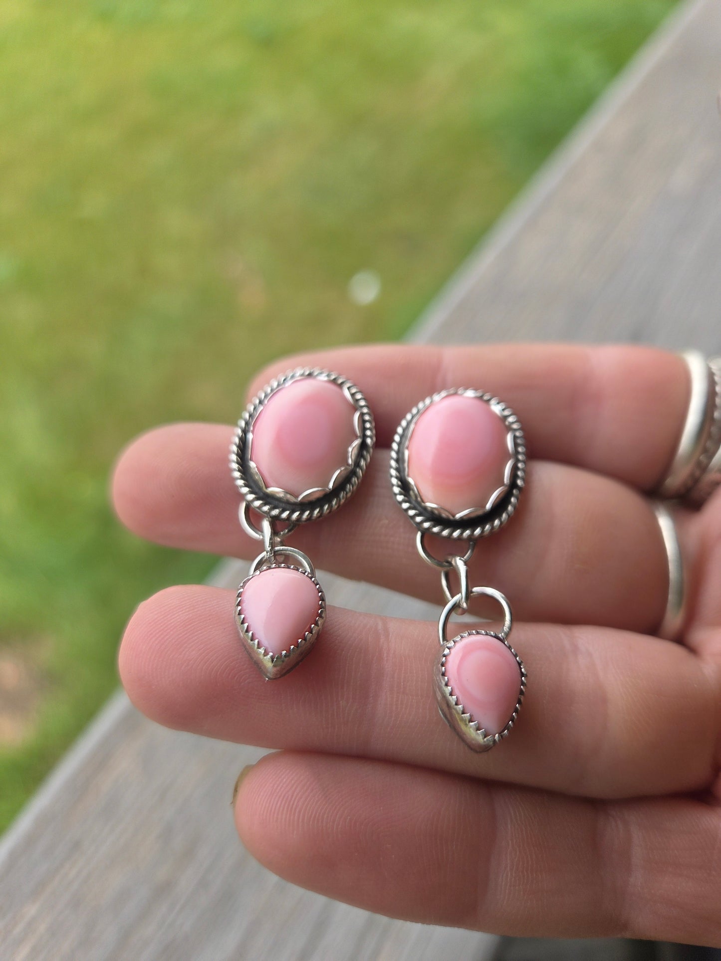 Pink Conch • Sterling Sliver Dangle Studs