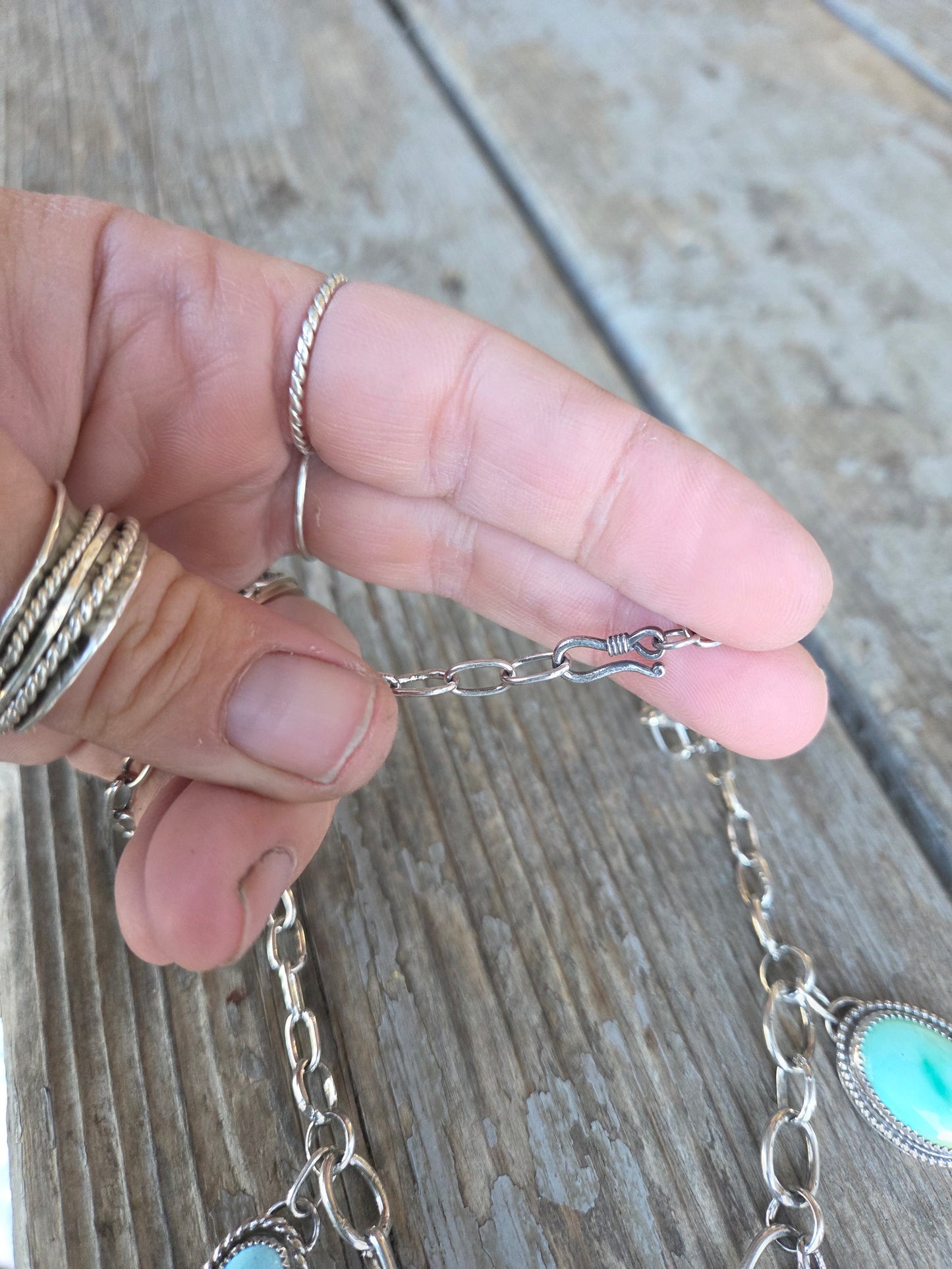 Golden Hill, Palomino, Sonoran Mountain, Cotton Candy, Emerald Valley Turquoise •Handmade Chain Link Choker Charm• Adjustable up to 16 inches