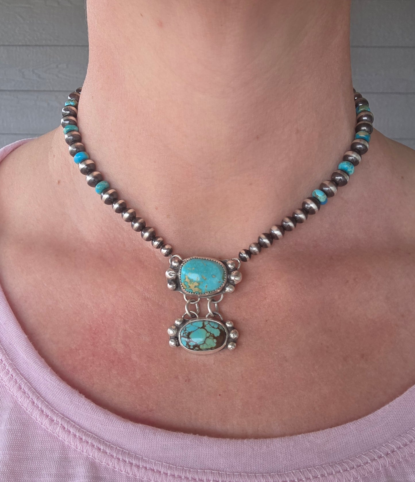 Sonoran & Sierra Nevada Turquoise & Sterling Pearls & Kingman Turquoise beads