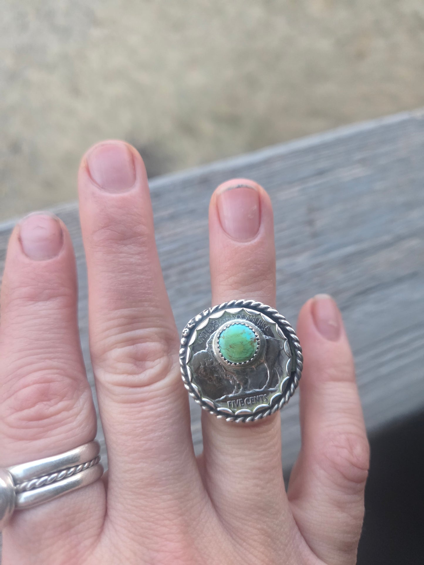 Buffalo Coin and Sonoran Rurquoise Ring