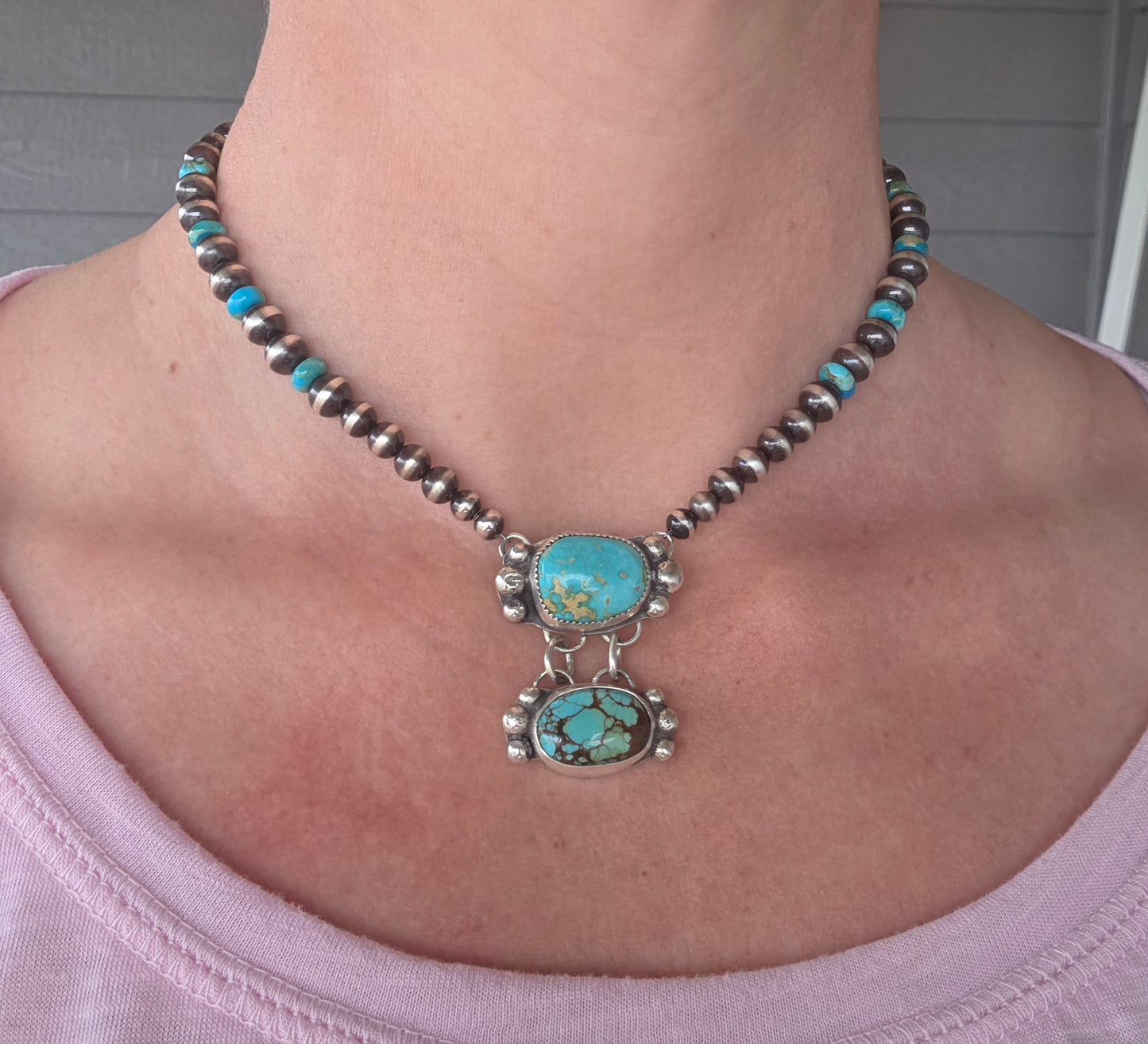 Sonoran & Sierra Nevada Turquoise & Sterling Pearls & Kingman Turquoise beads