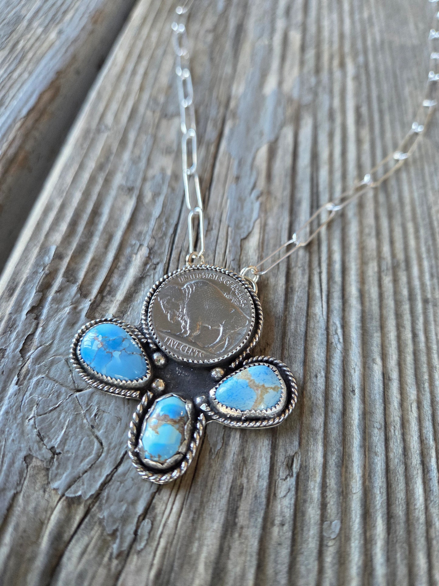 Buffalo Coin & Golden Hill Turquoise 18 inches