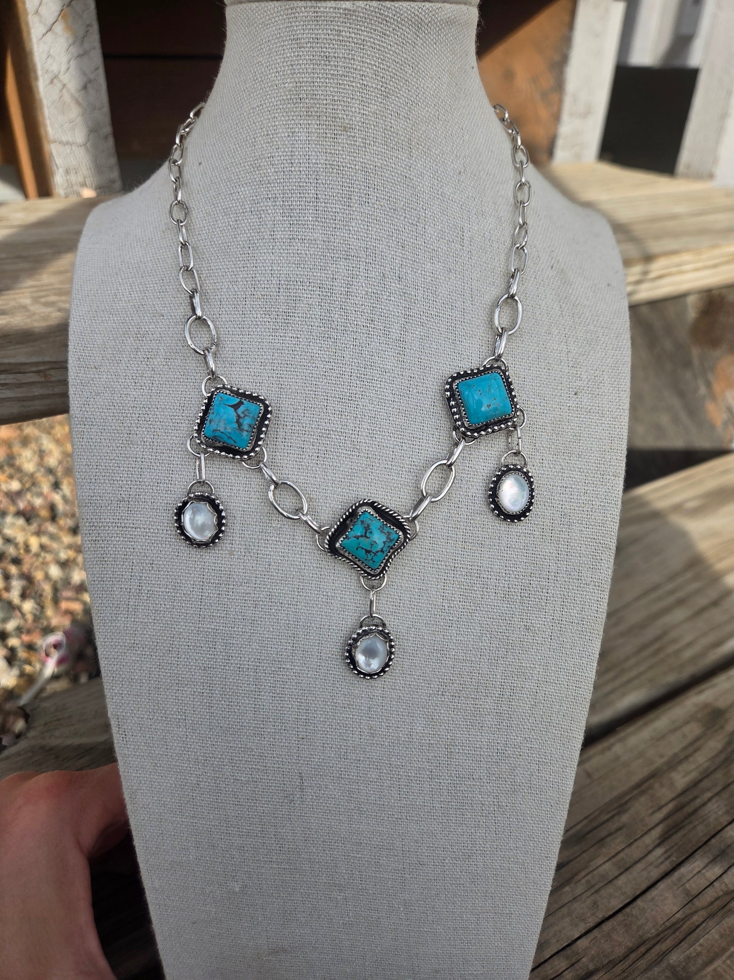 Kingsmen and Mother of Pearl Choker • Adjustable up to 15.5 inches