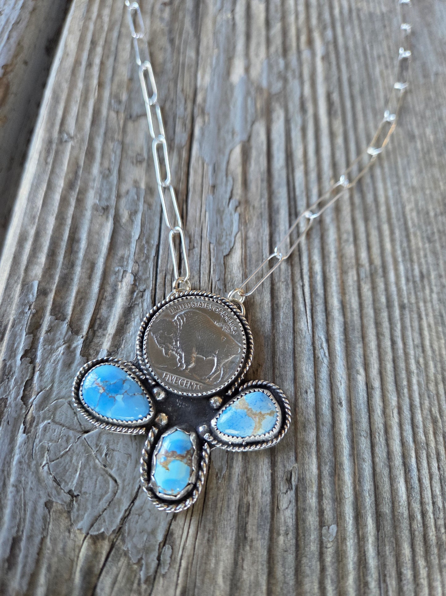 Buffalo Coin & Golden Hill Turquoise 18 inches