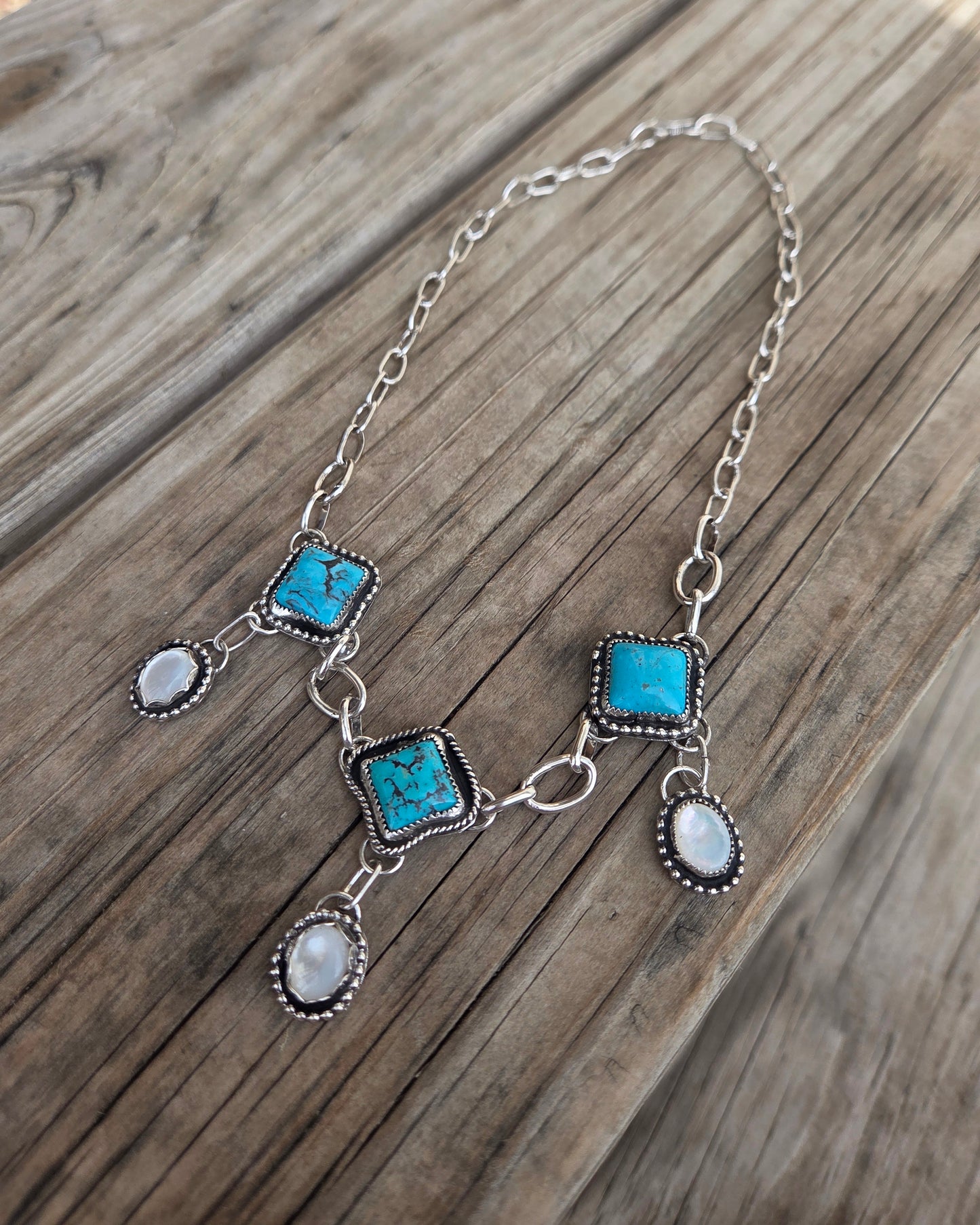 Kingsmen and Mother of Pearl Choker • Adjustable up to 15.5 inches