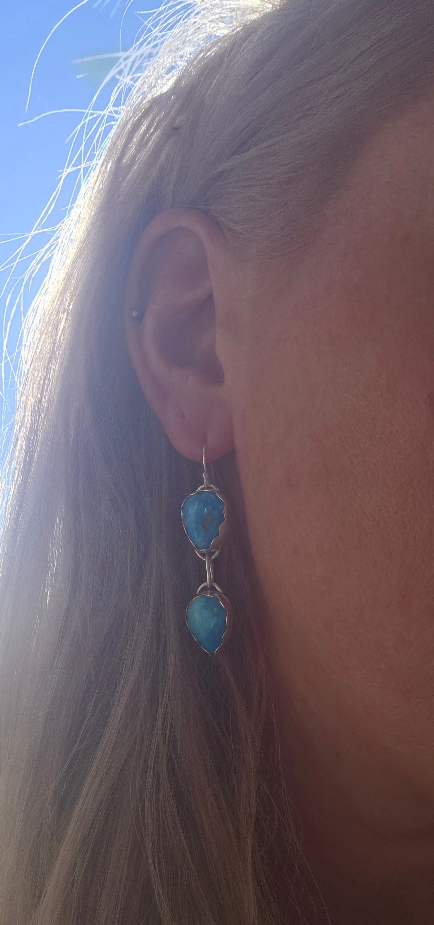 Blue Bird Turquoise Dangle Earrings
