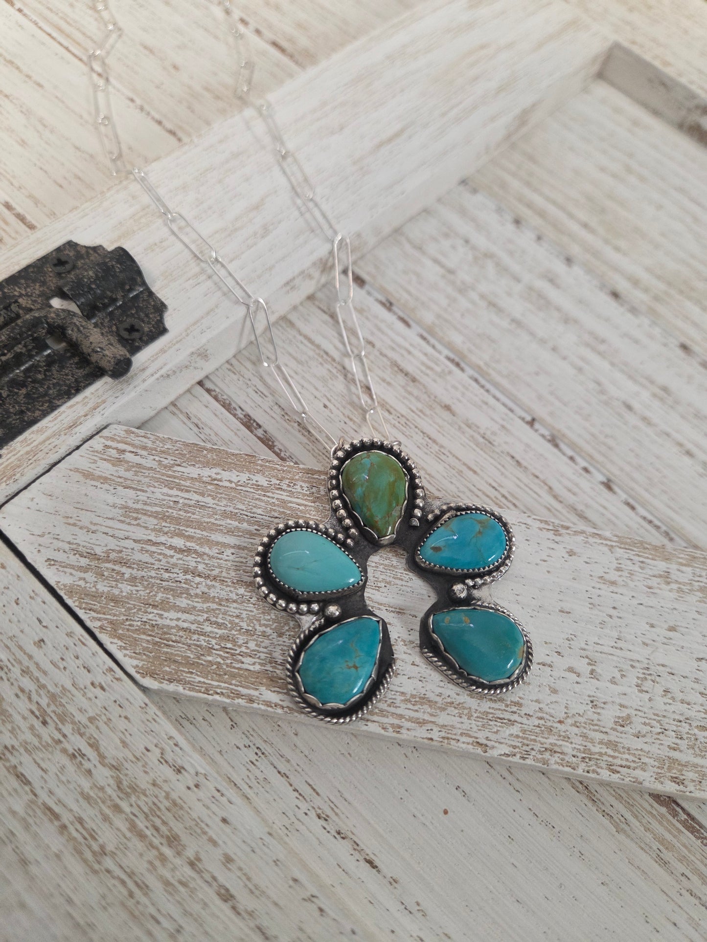 Chilean Turquoise. 18 inches-adjustable chain