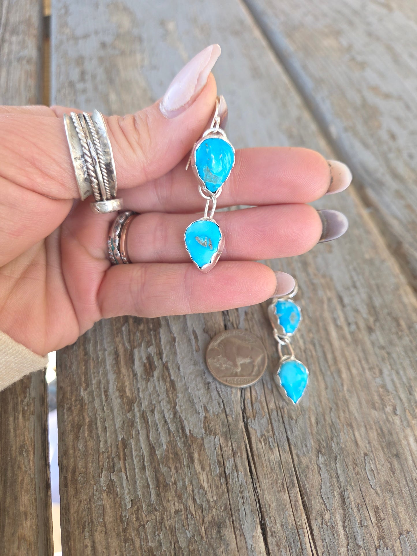 Blue Bird Turquoise Dangle Earrings