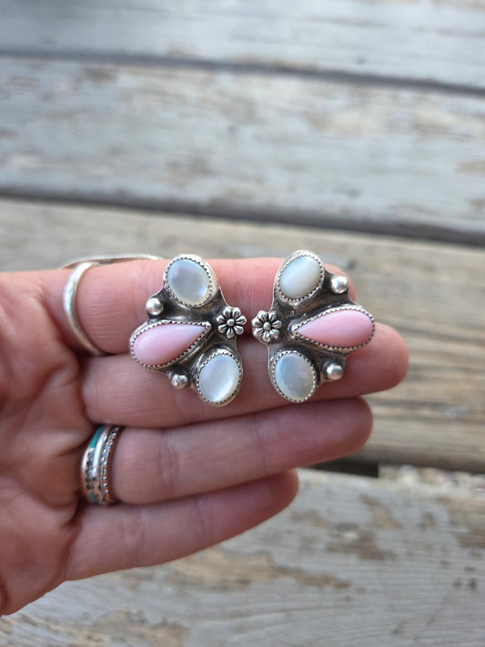Pink conch earring