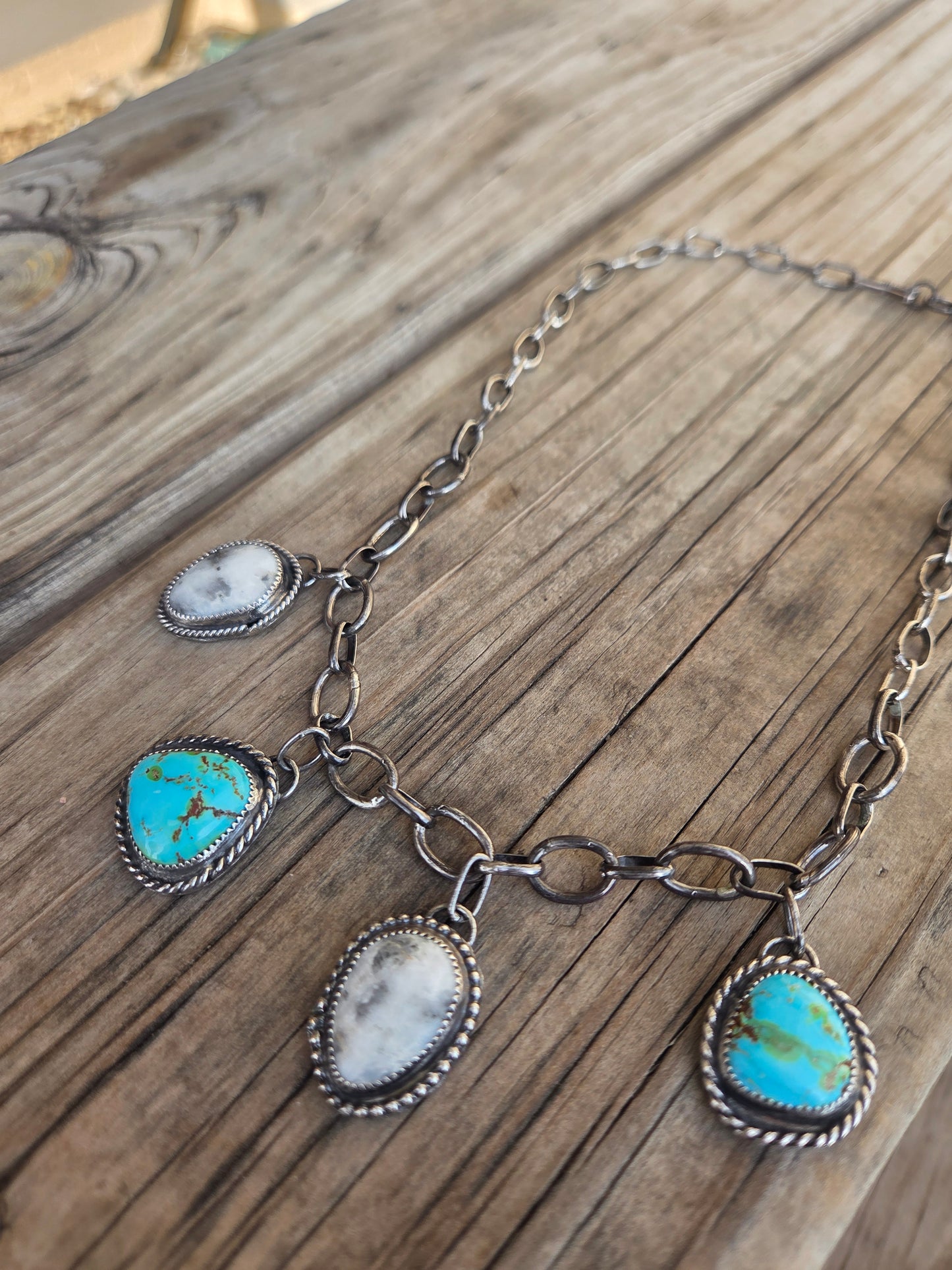 Sonoran & White Buffalo Charm Choker • Adjustable up to 15.5 inches