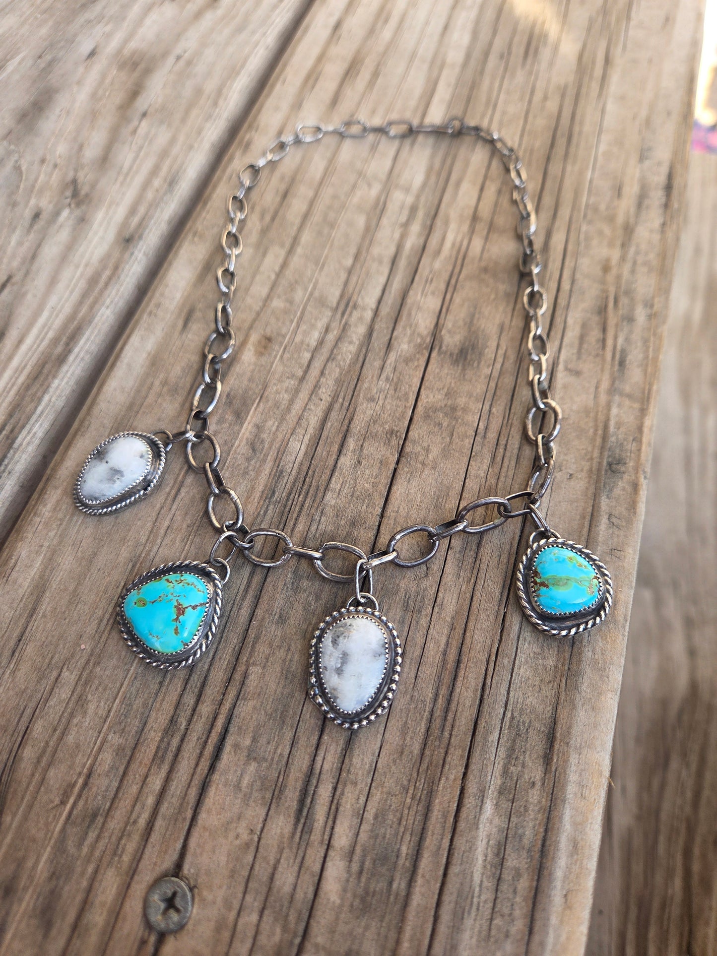 Sonoran & White Buffalo Charm Choker • Adjustable up to 15.5 inches