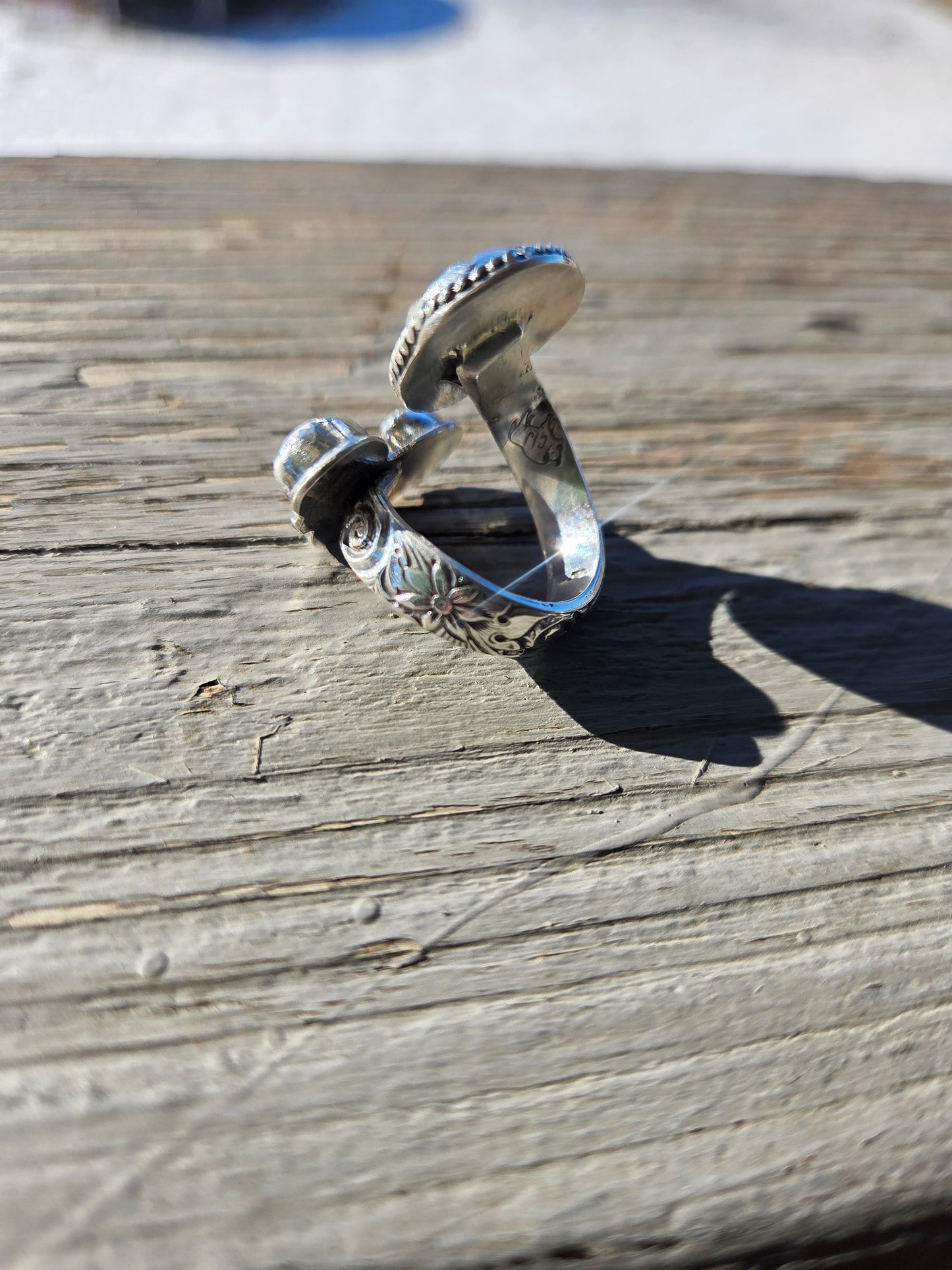 Pink Conch & Emerald Valley Turquoise Wrap ring