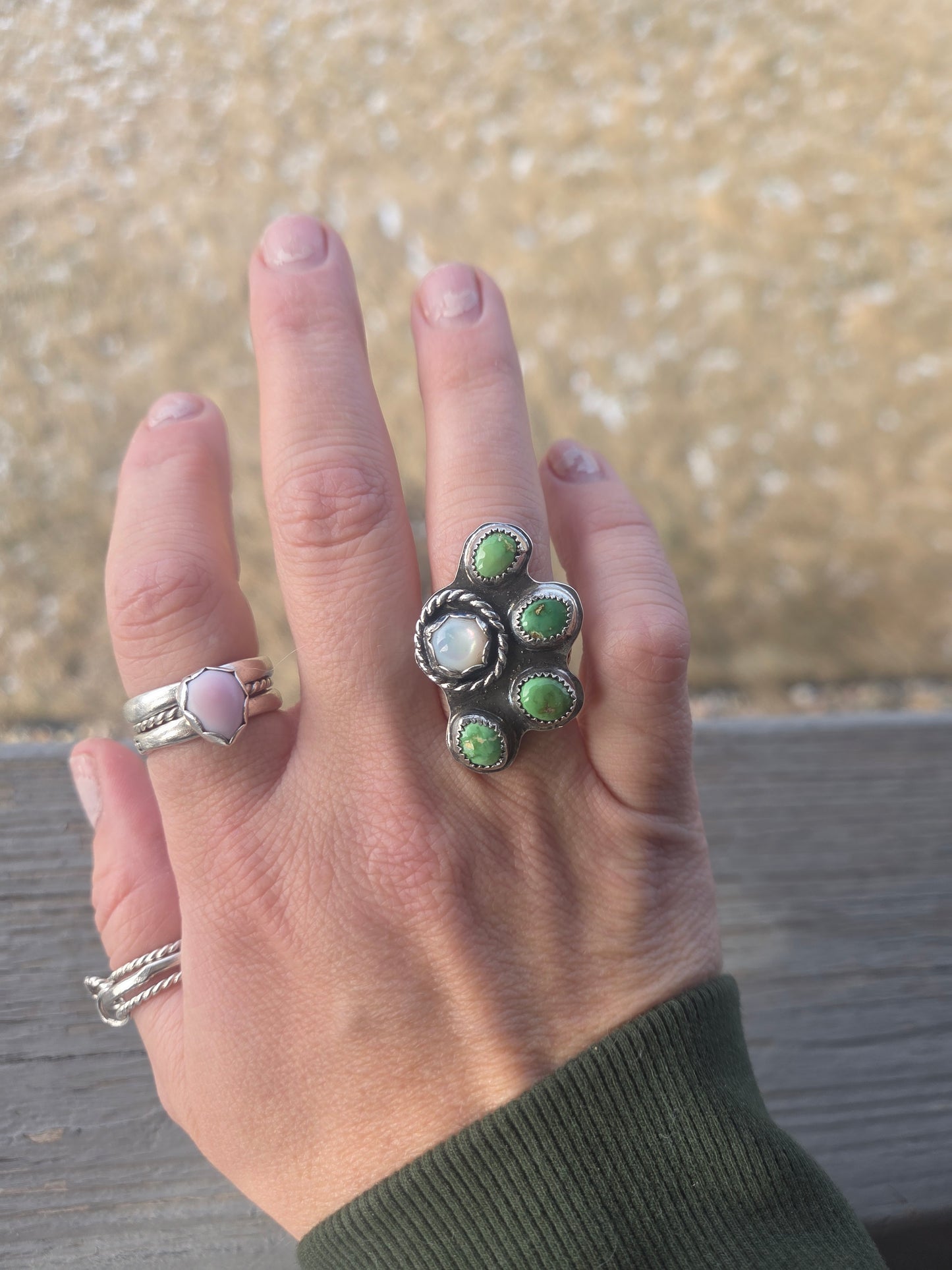 Sonoran Turquoise & Mother of Pearl Size 7