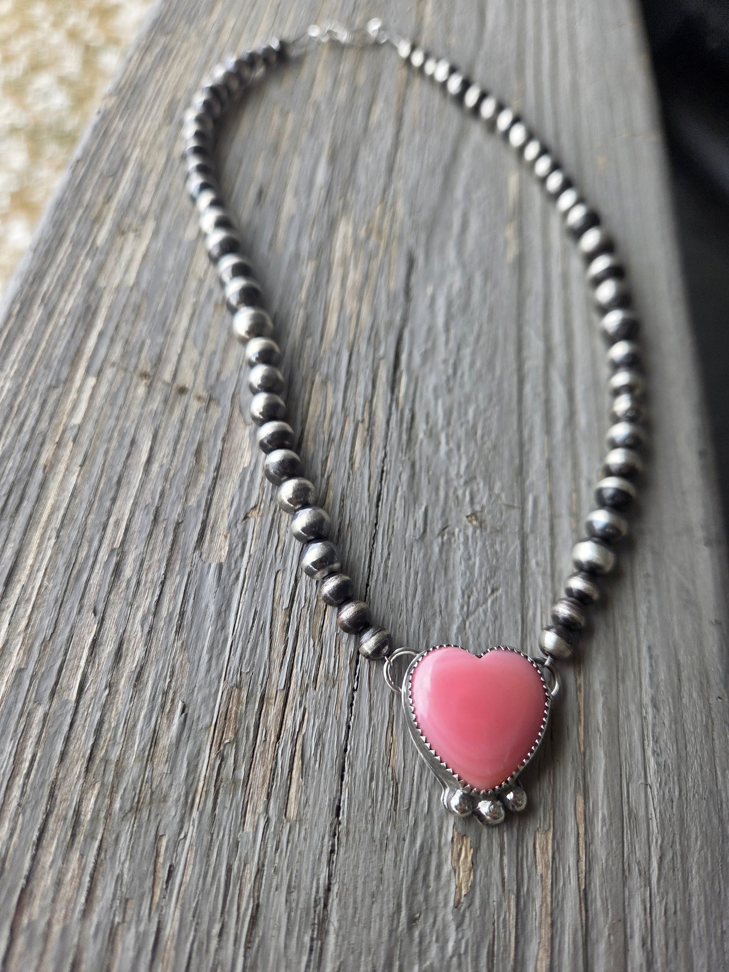 Heart Pink Conch • Sterling Silver Navajo Style Pearl