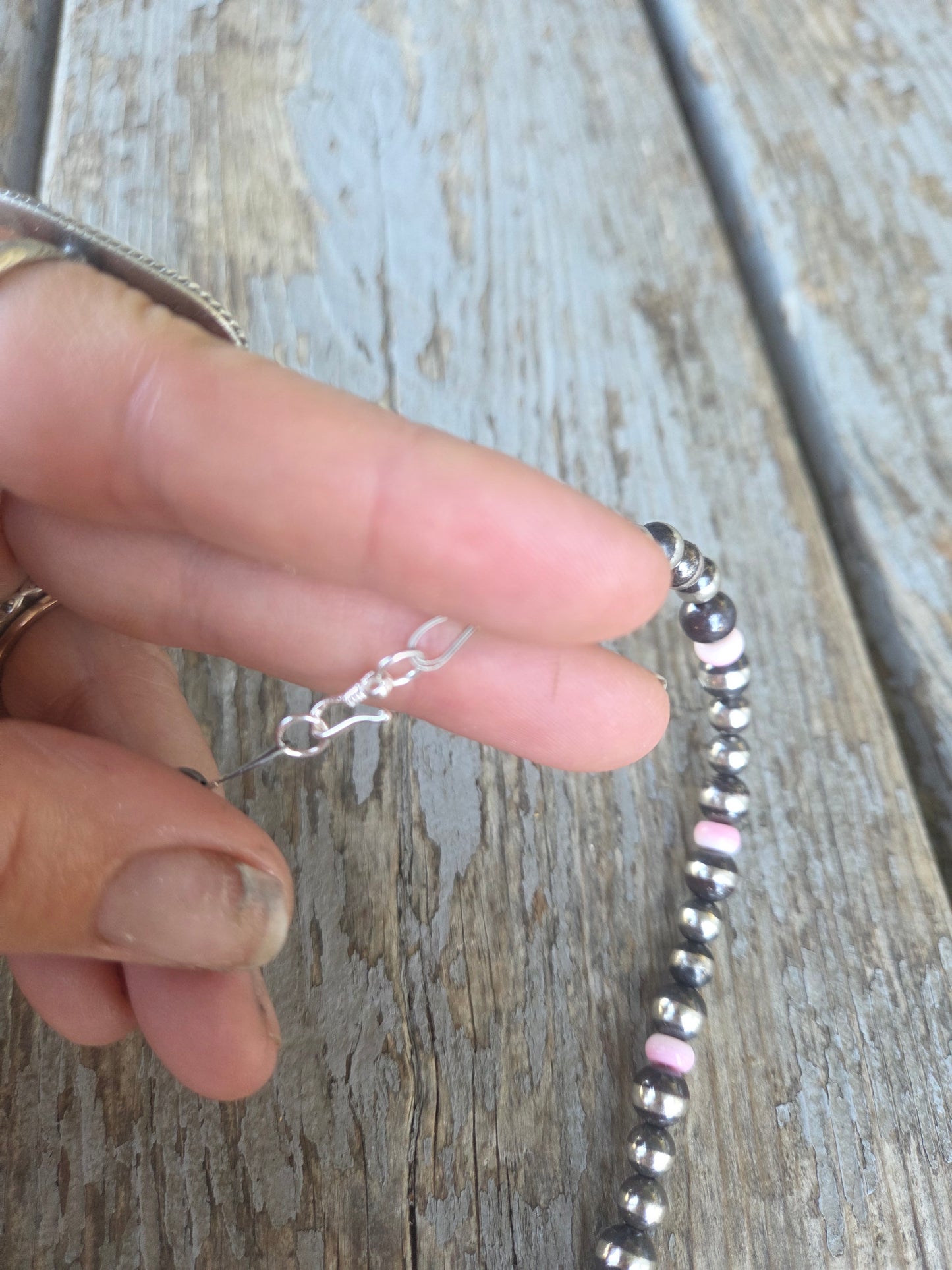 Buffalo Coin  & Pink Conch • Sterling Silver Pearls •