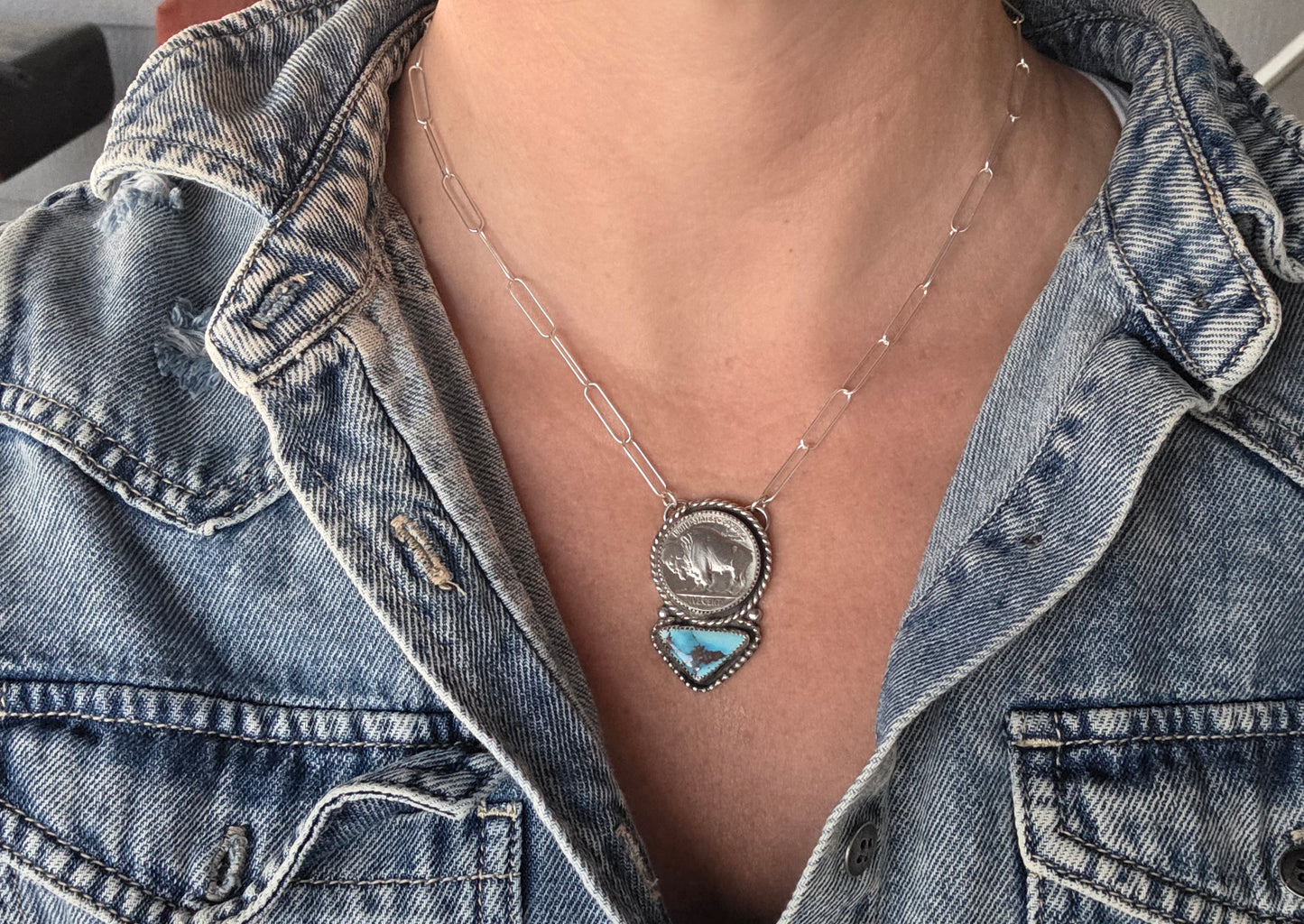 Golden Hill Turquoise & Buffalo Coin 18 inches