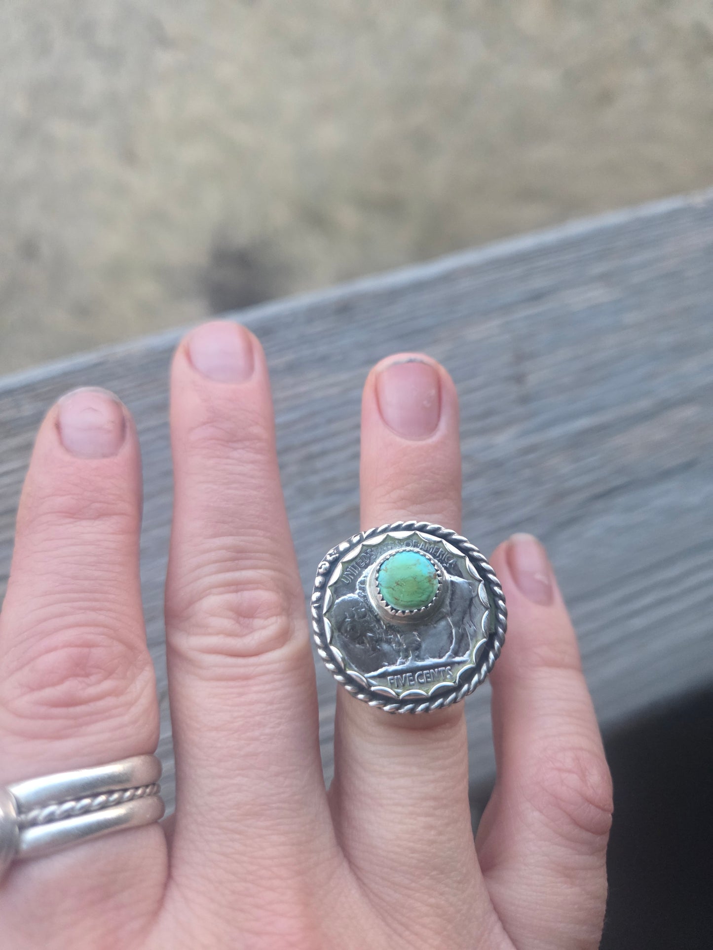Buffalo Coin and Sonoran Rurquoise Ring