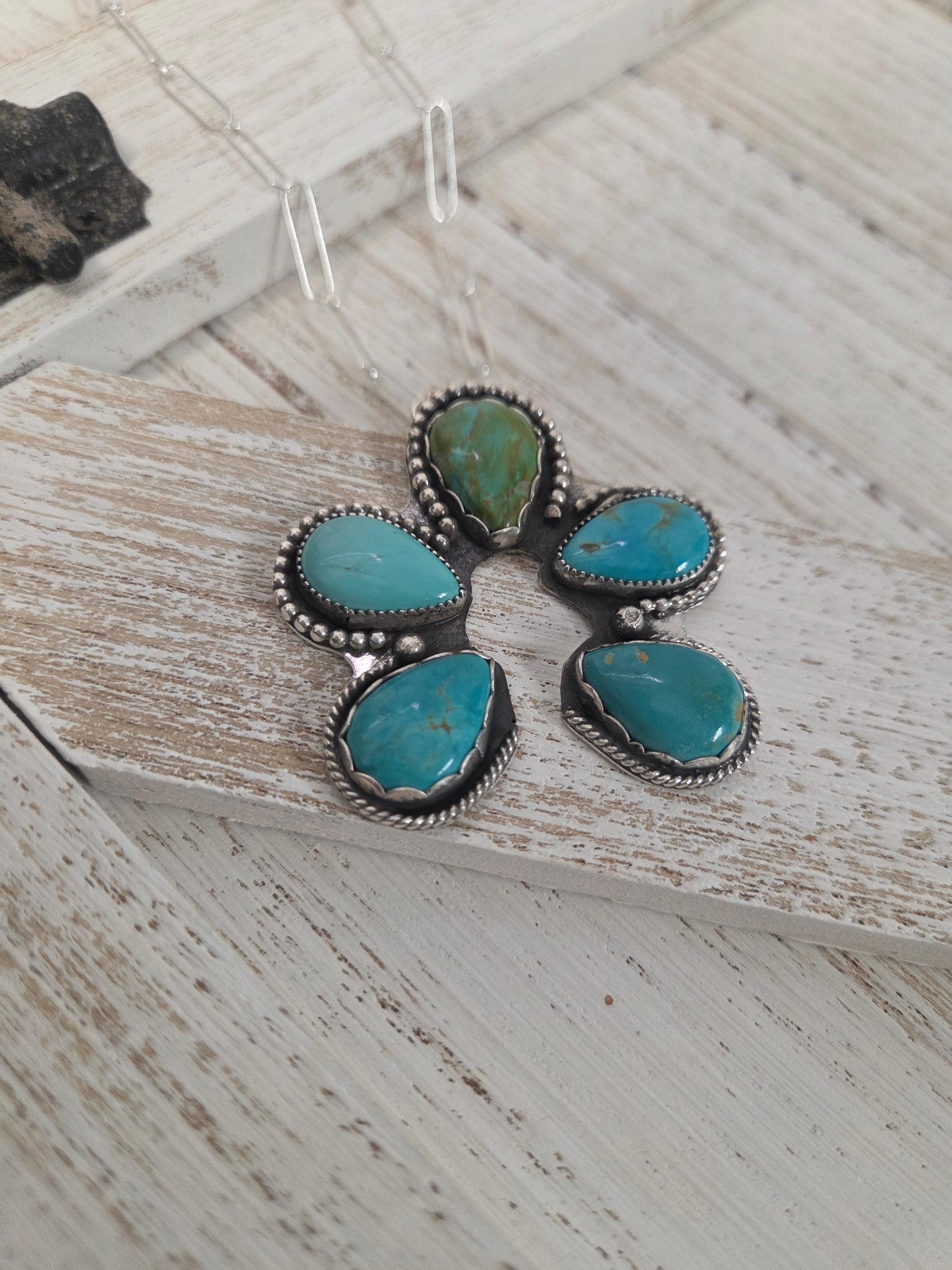 Chilean Turquoise. 18 inches-adjustable chain