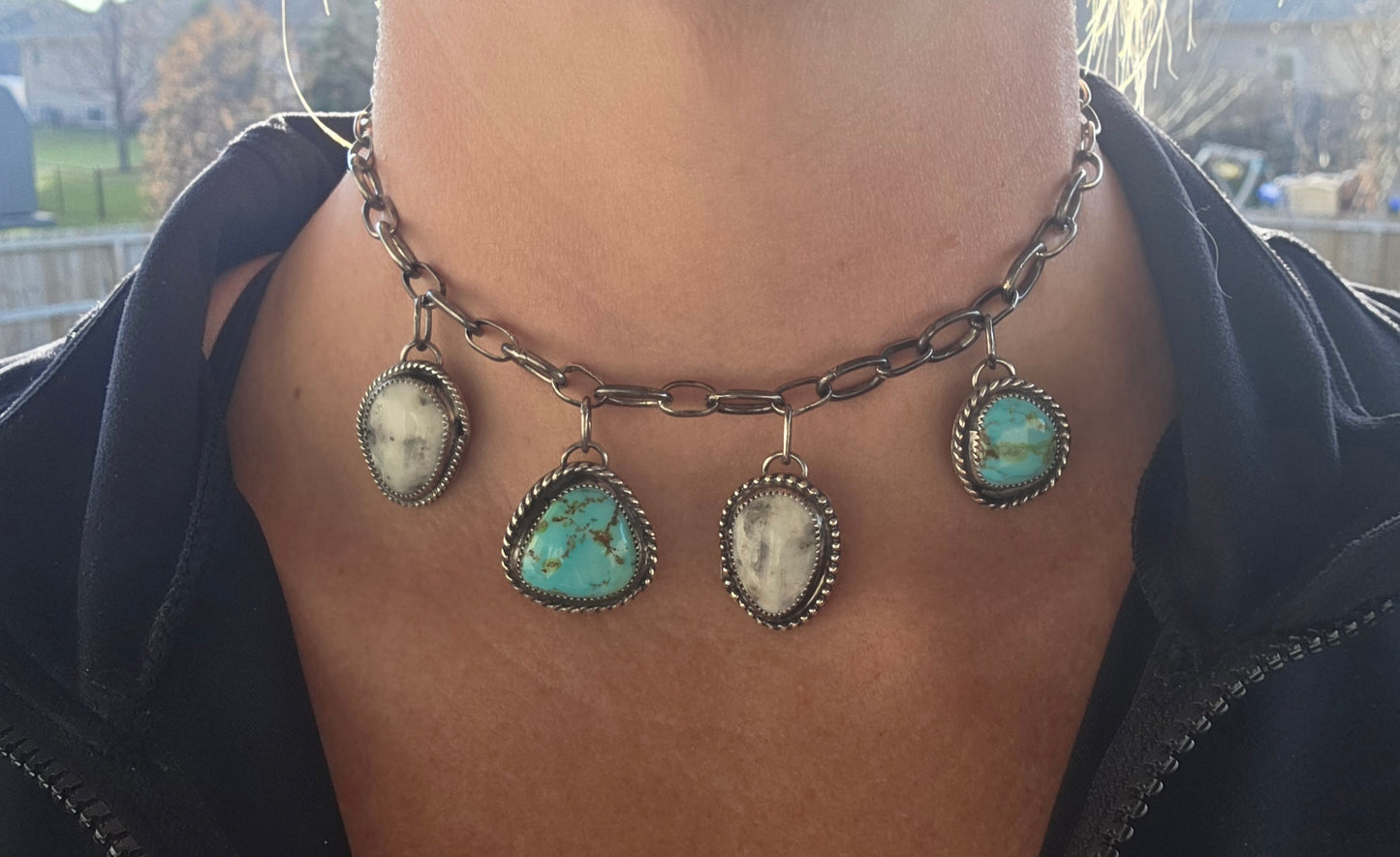 Sonoran & White Buffalo Charm Choker • Adjustable up to 15.5 inches