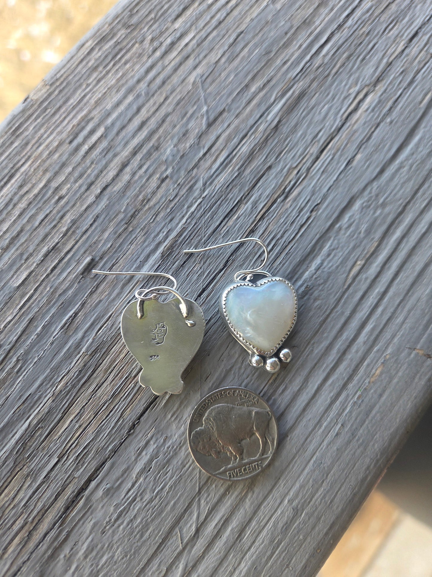 Heart Mother of Pearl Dangle Earrings