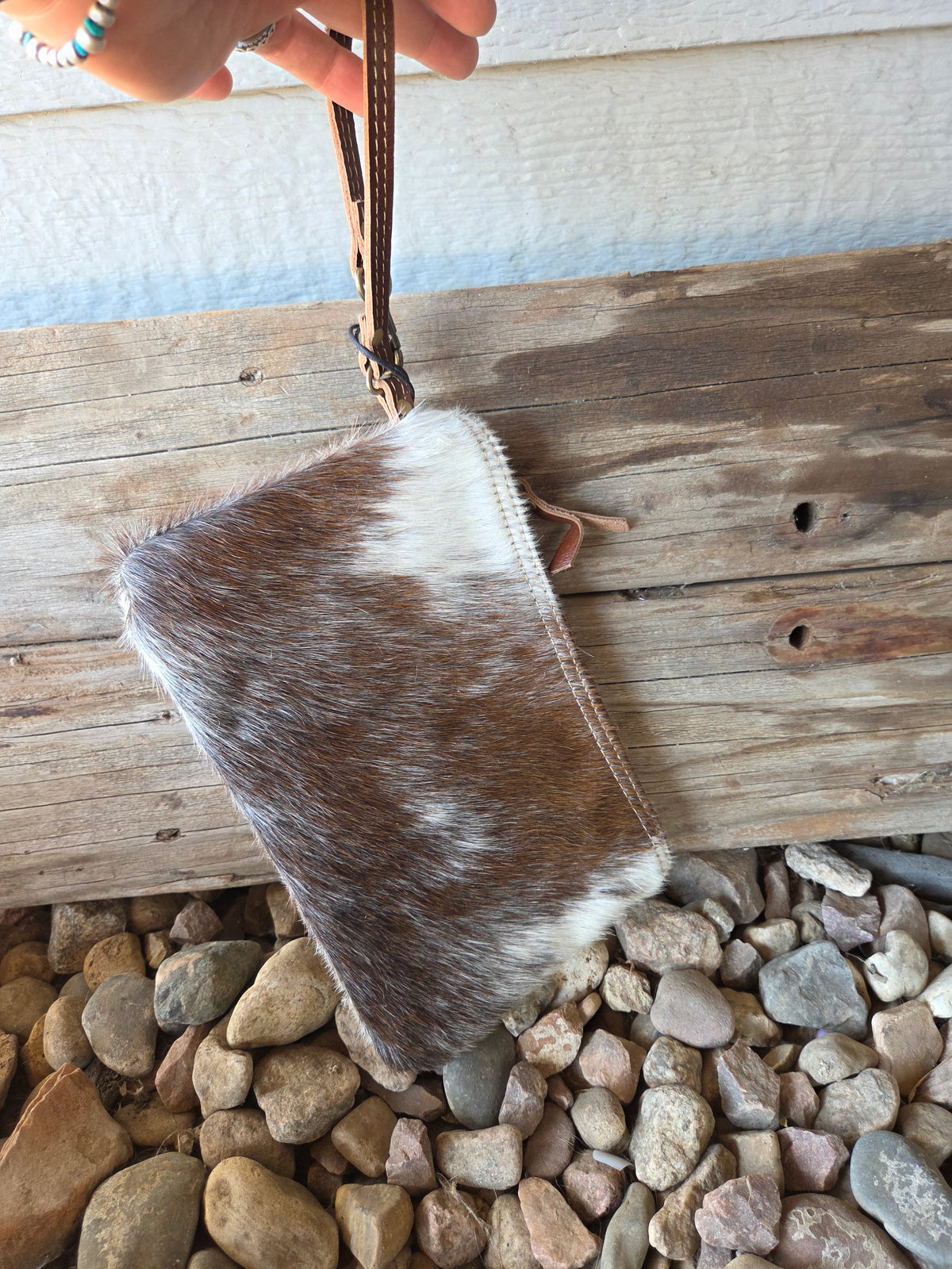Myra White & Brown Hairon Small Bag