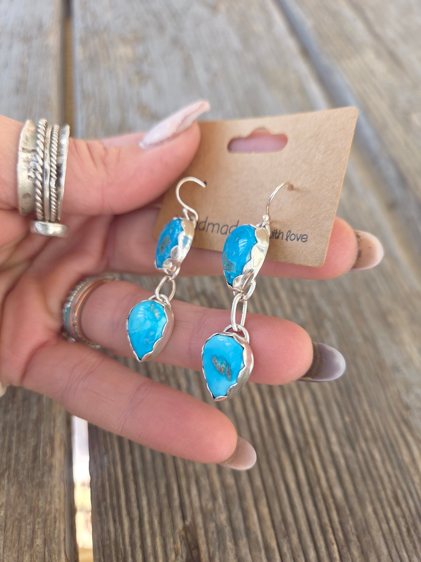 Blue Bird Turquoise Dangle Earrings