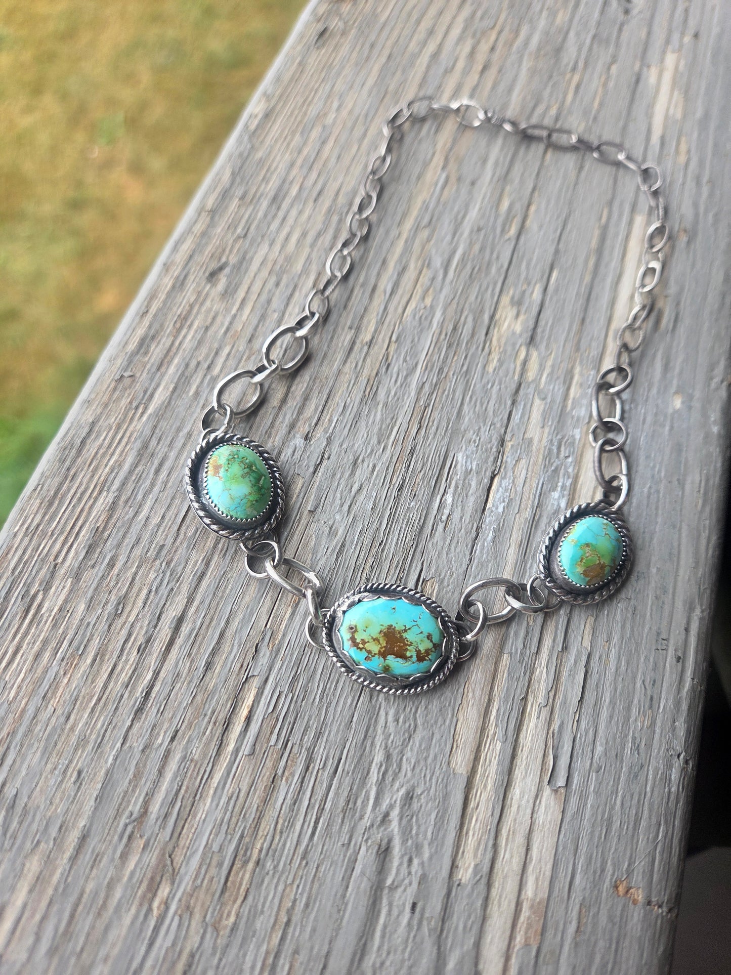 Choker chain link• Sonoran Turquoise • 15 inches