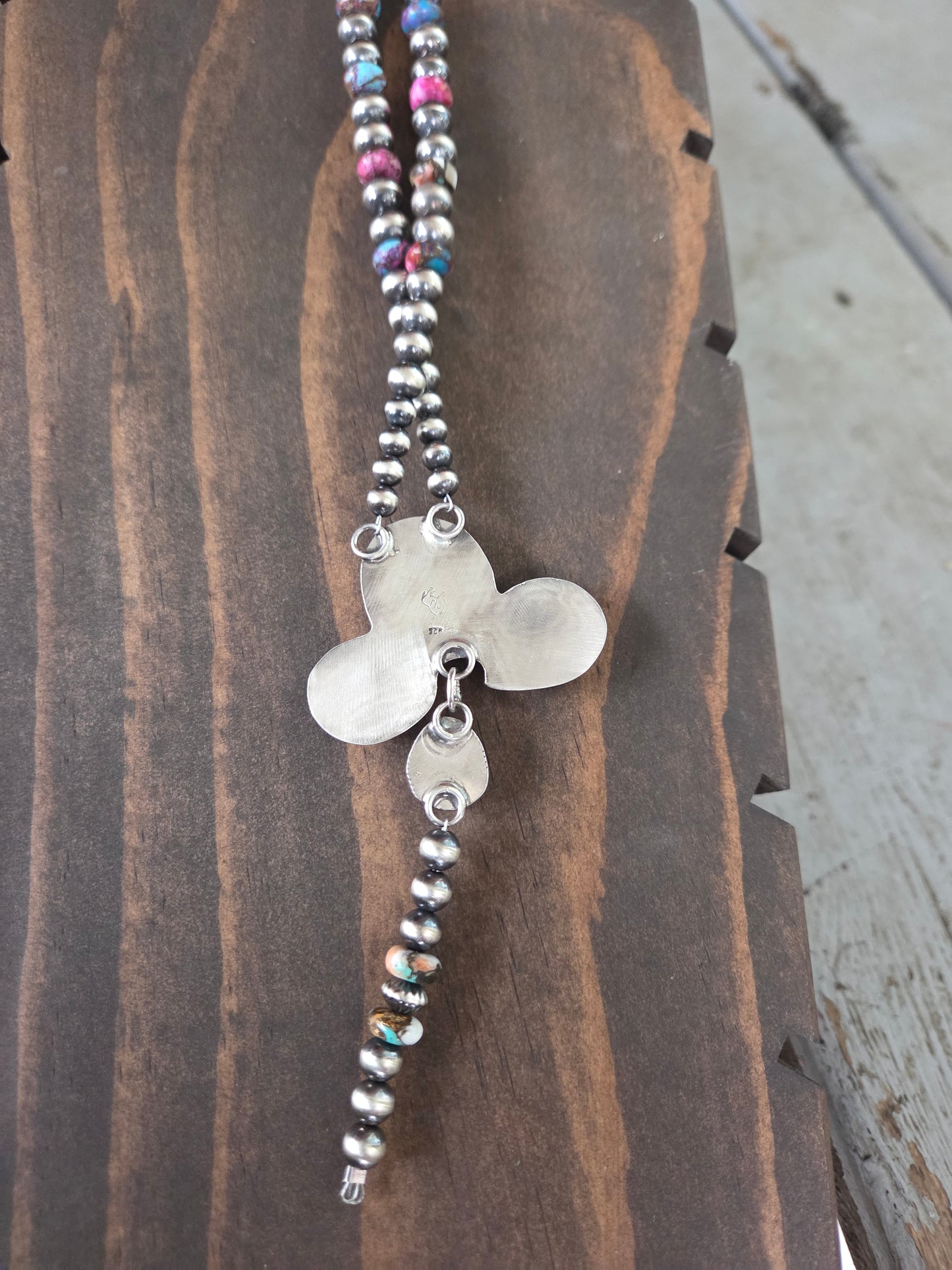 Pink Spiny• Pink Conch • Sonoran Mountain • Sterling Pearls• Purple & Orange Spiny beads.5 inches with 6 inch drop