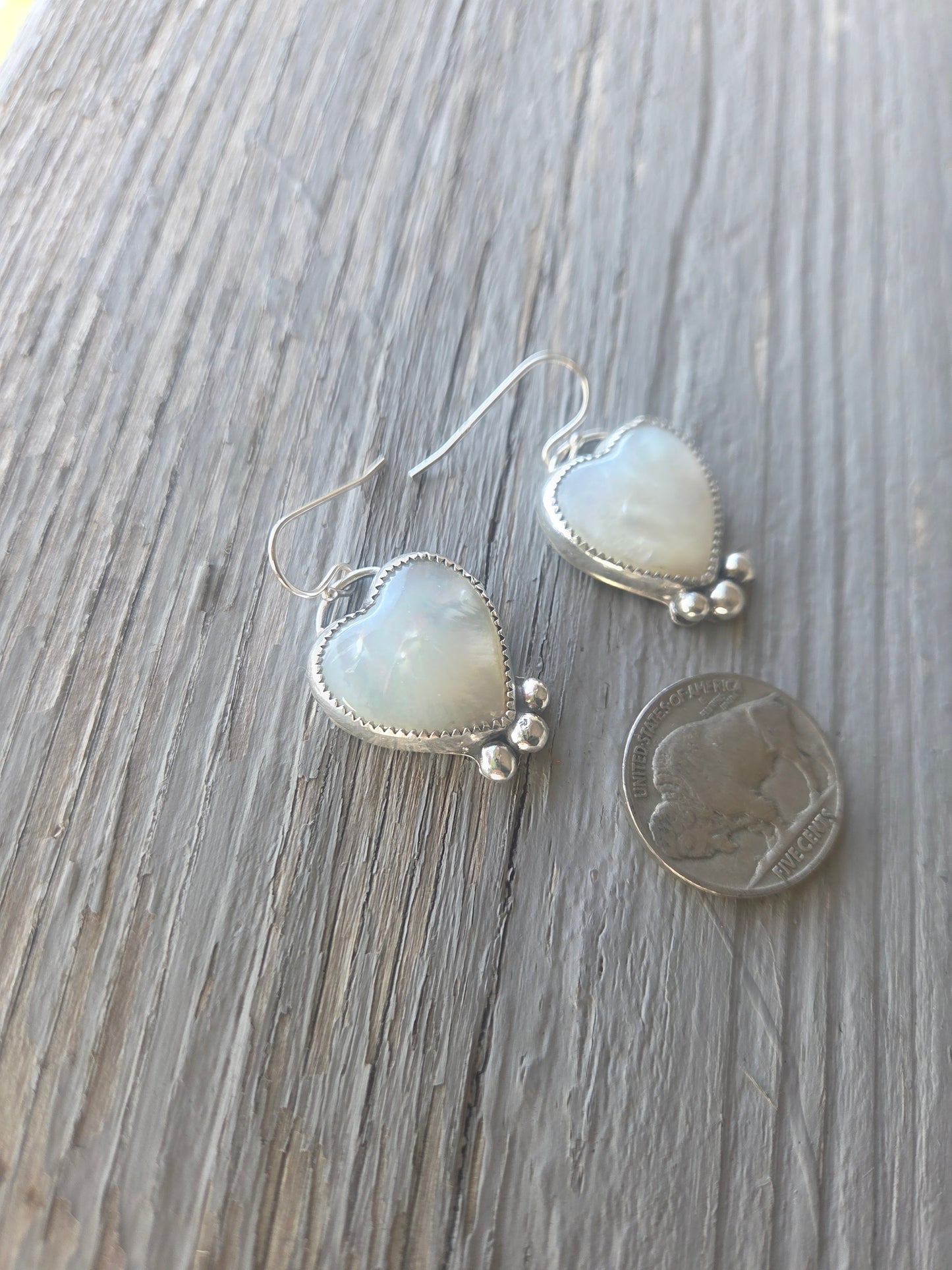 Heart Mother of Pearl Dangle Earrings