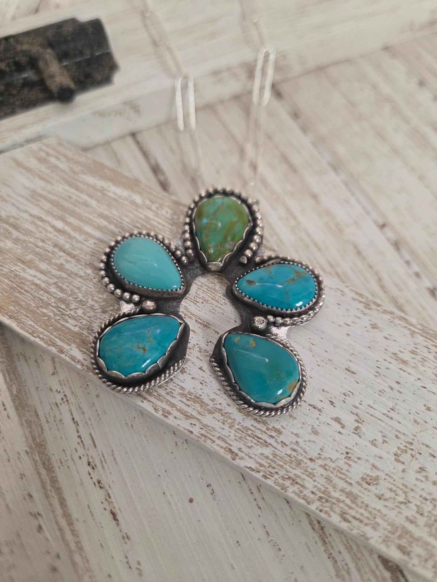 Chilean Turquoise. 18 inches-adjustable chain