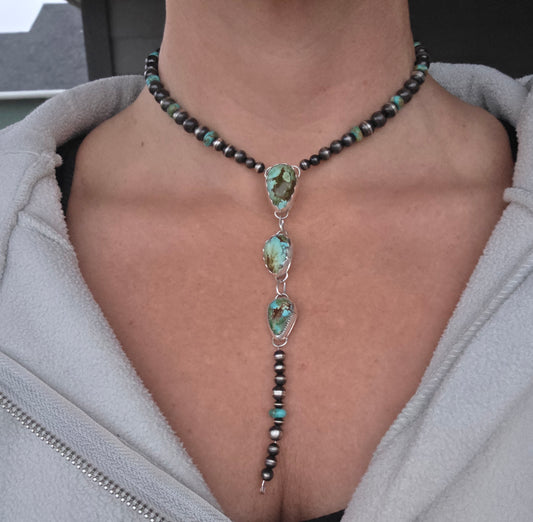 Lariat Choker Sonoran & Sterling Pearls