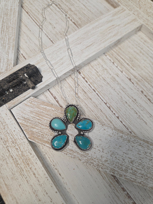 Chilean Turquoise. 18 inches-adjustable chain