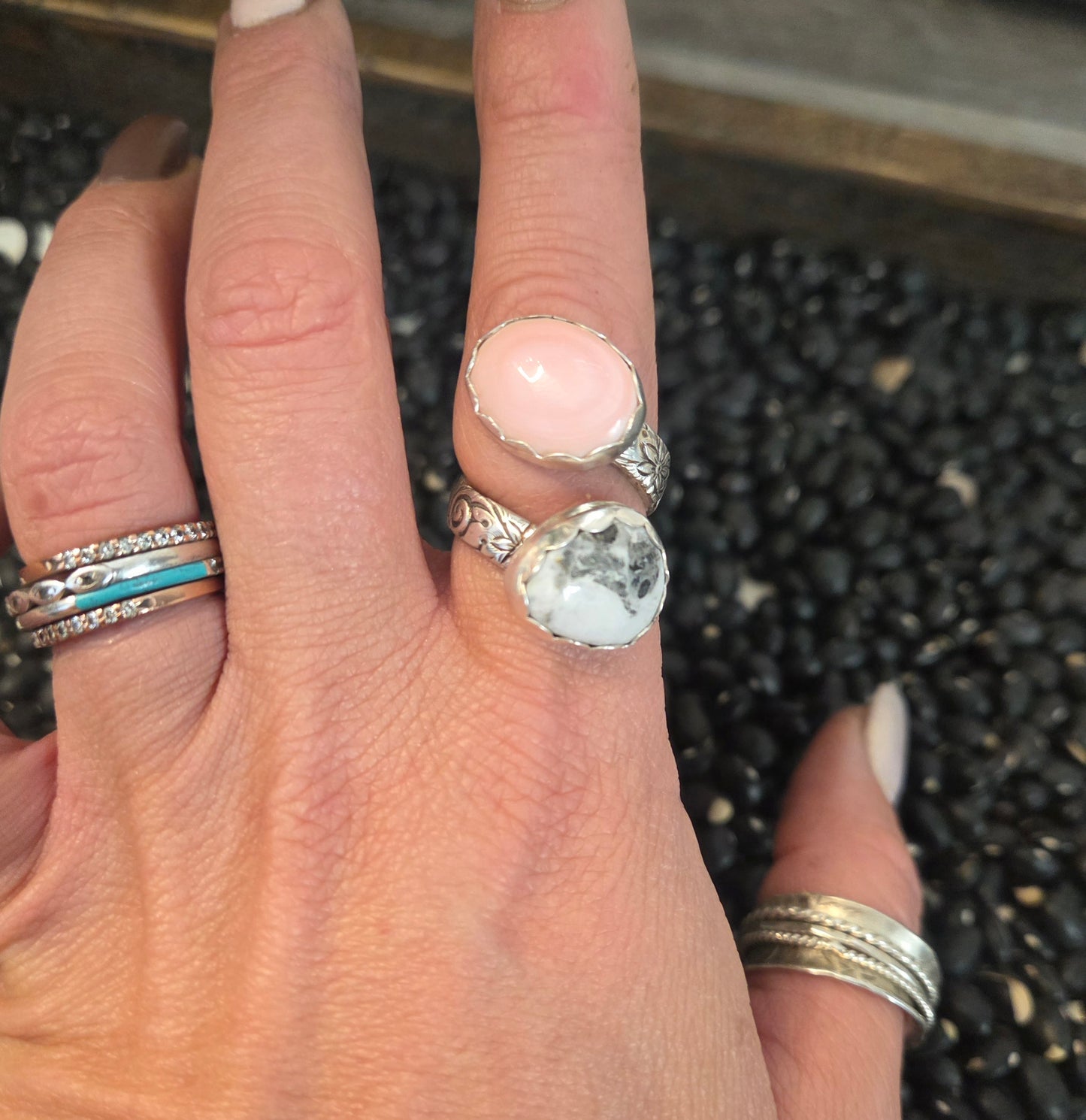 Pink Conch & White Buffalo Adjustable