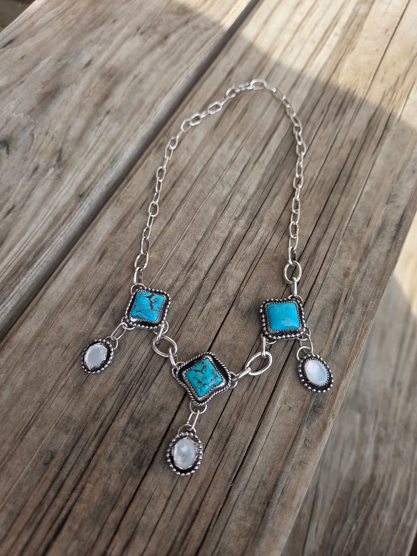 Kingsmen and Mother of Pearl Choker • Adjustable up to 15.5 inches