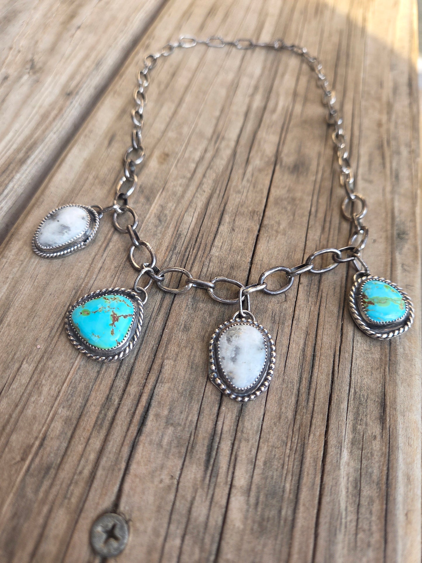 Sonoran & White Buffalo Charm Choker • Adjustable up to 15.5 inches