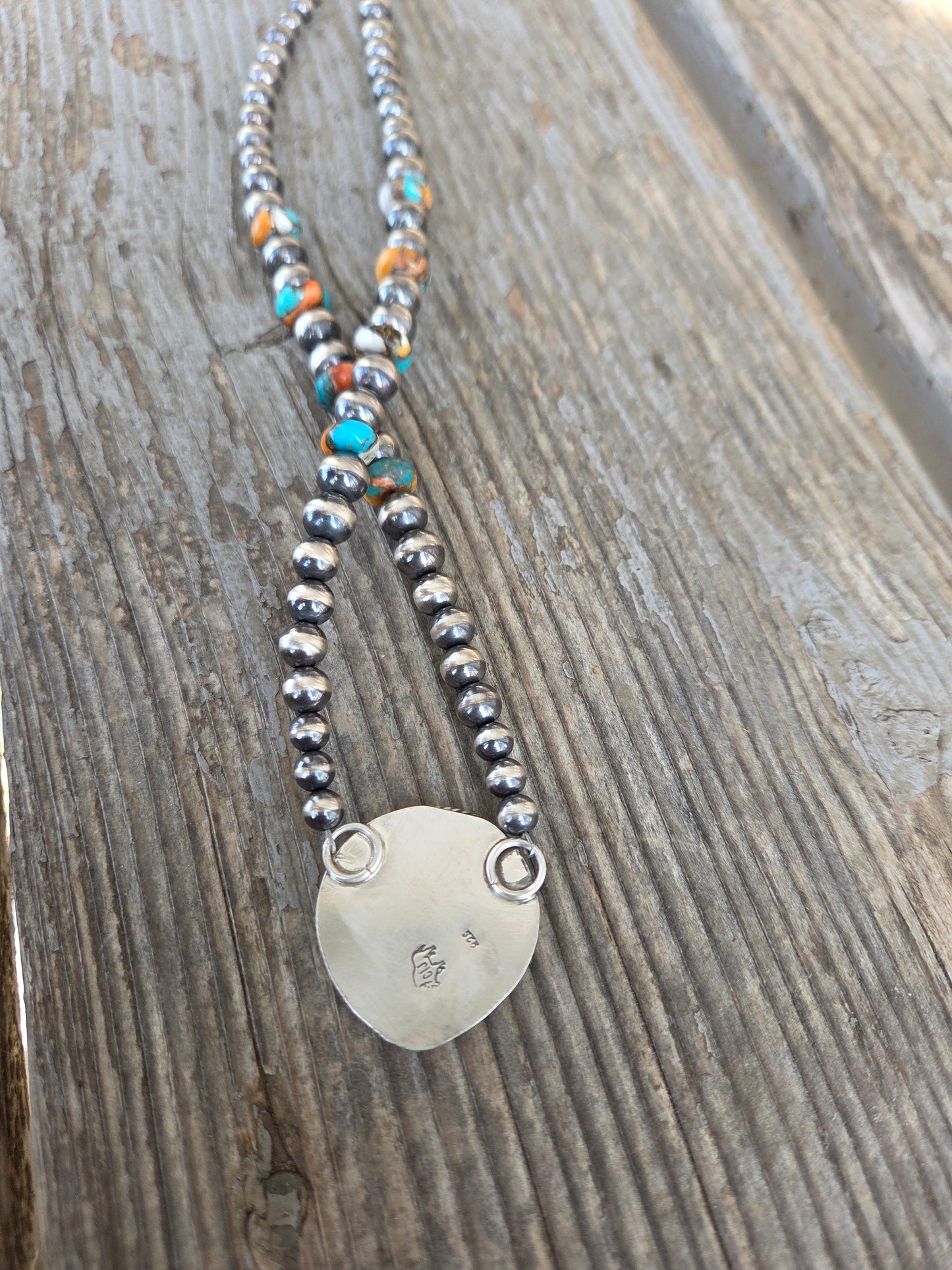 Buffalo Coin• Spiny Oyster Kingsmen Turquoise • Sterling Silver Navajo Style Pearl