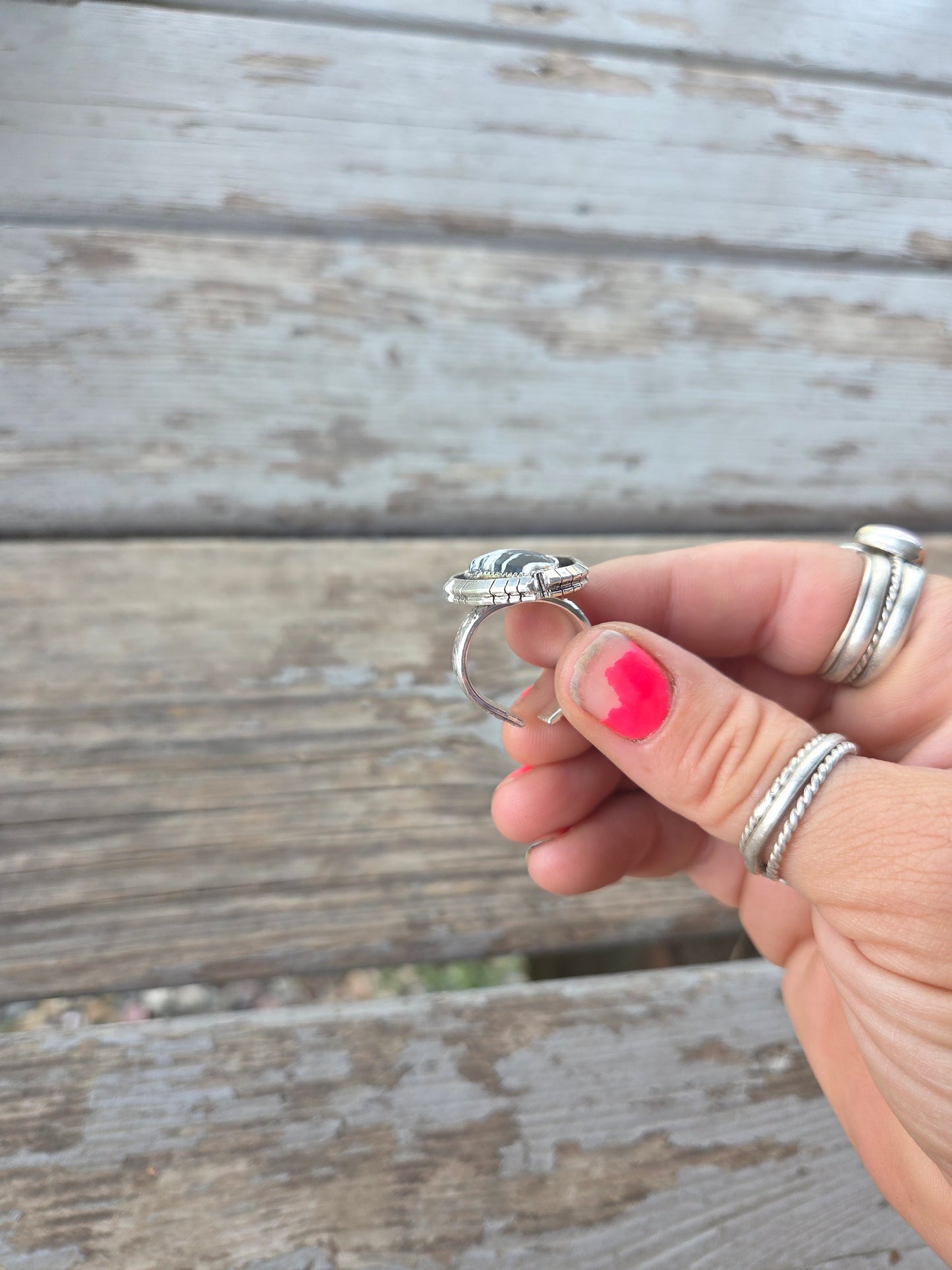 Shadow Box White Buffalo Ring