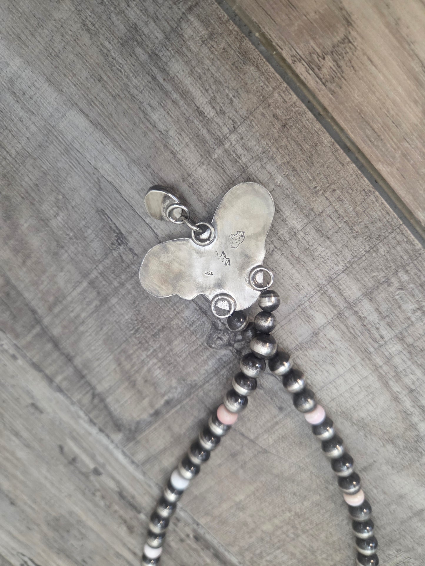 Pink Conch & Opal Sterling Navajo Style Pearls