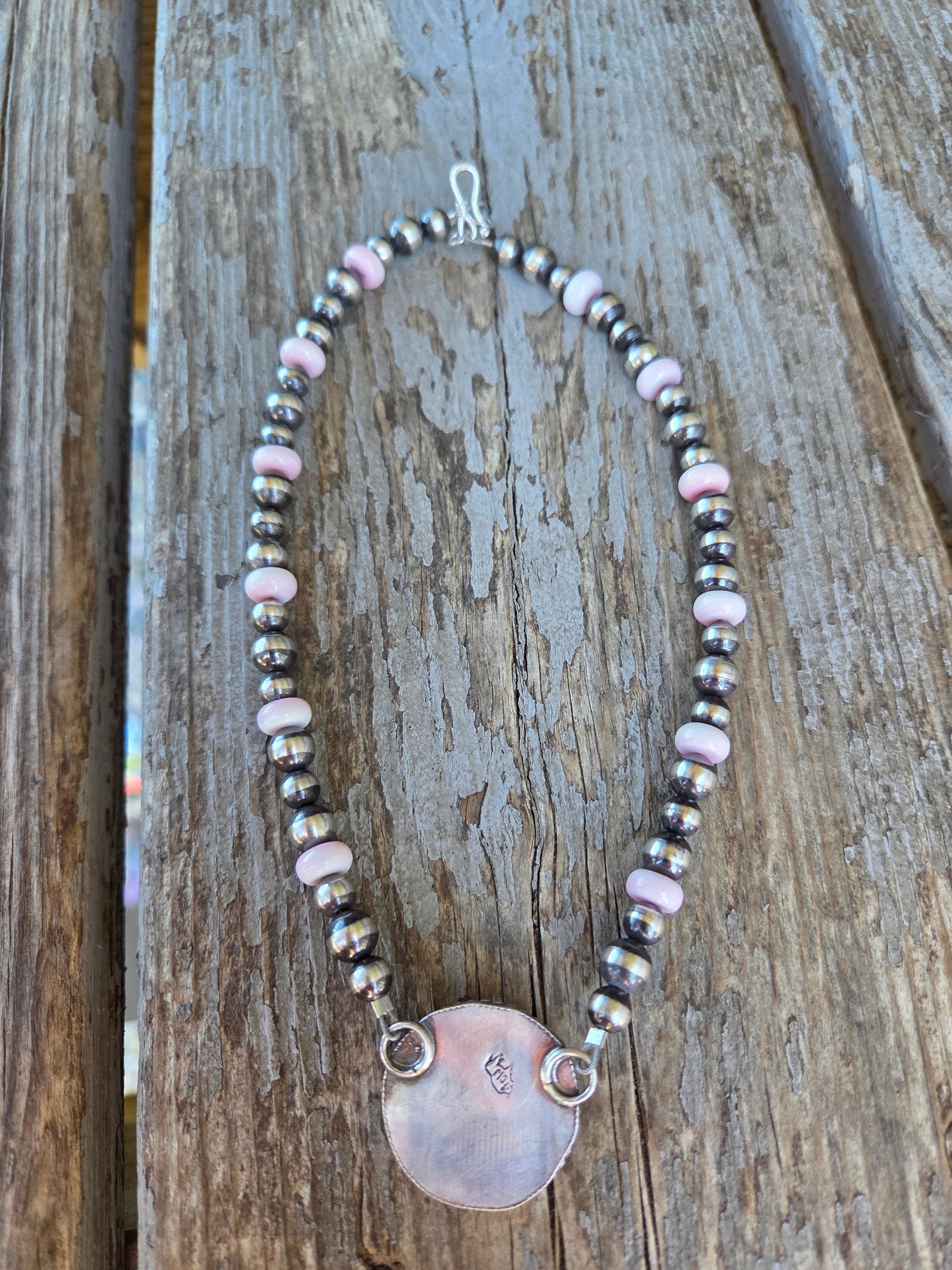 Buffalo Coin  & Pink Conch • Sterling Silver Pearls