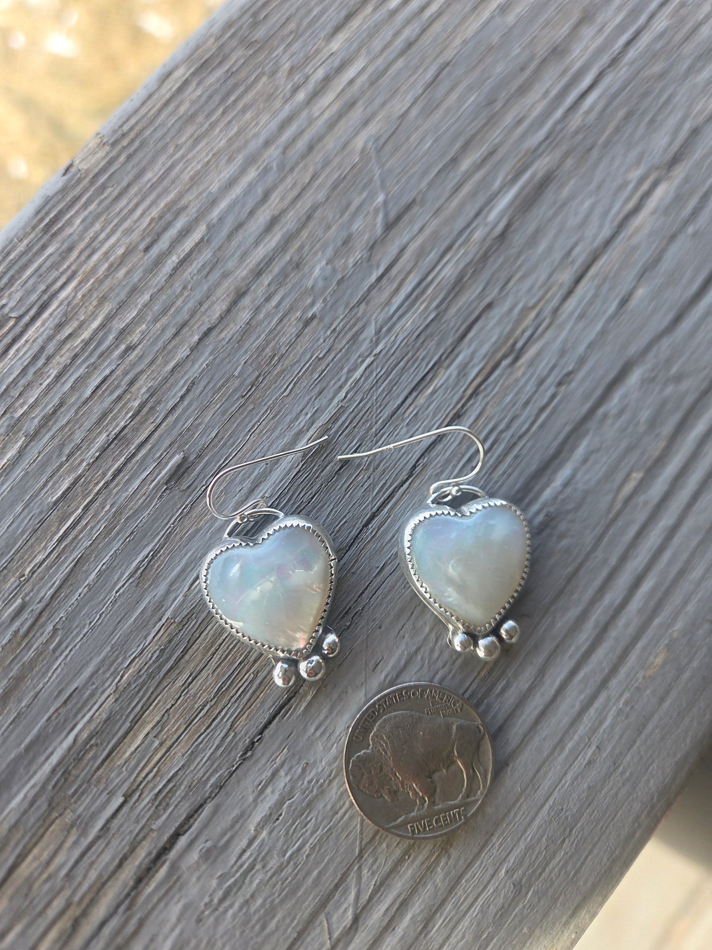 Heart Mother of Pearl Dangle Earrings